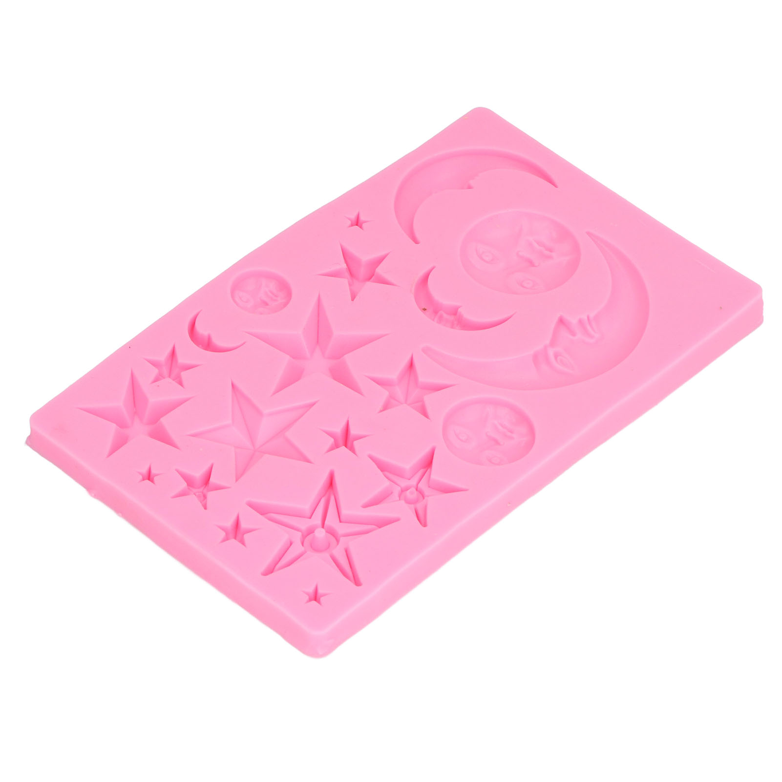 Losnummer 50-2308 Rosa – Flüssigsilikonform Sonne, Mond, Gesicht, Sterne Für Zuckerpaste, Diy-ton, Kuchen- Und Gebäckdekoration