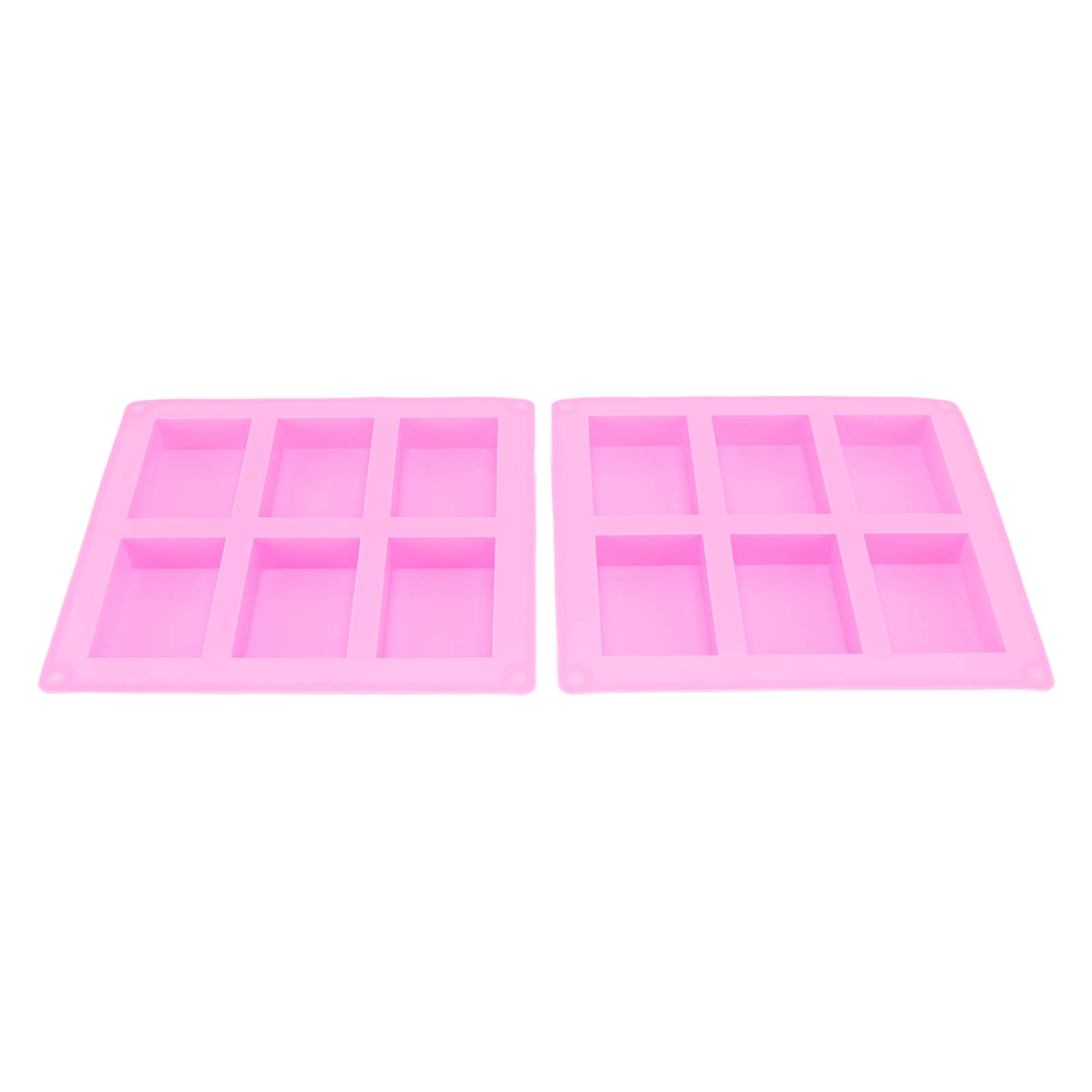 Set Aus 2 Silikon-seifenformen Mit Je Sechs Mulden Und Geprägtem Muster, Für Handgemachte Seife Und Zum Backen, Rosa