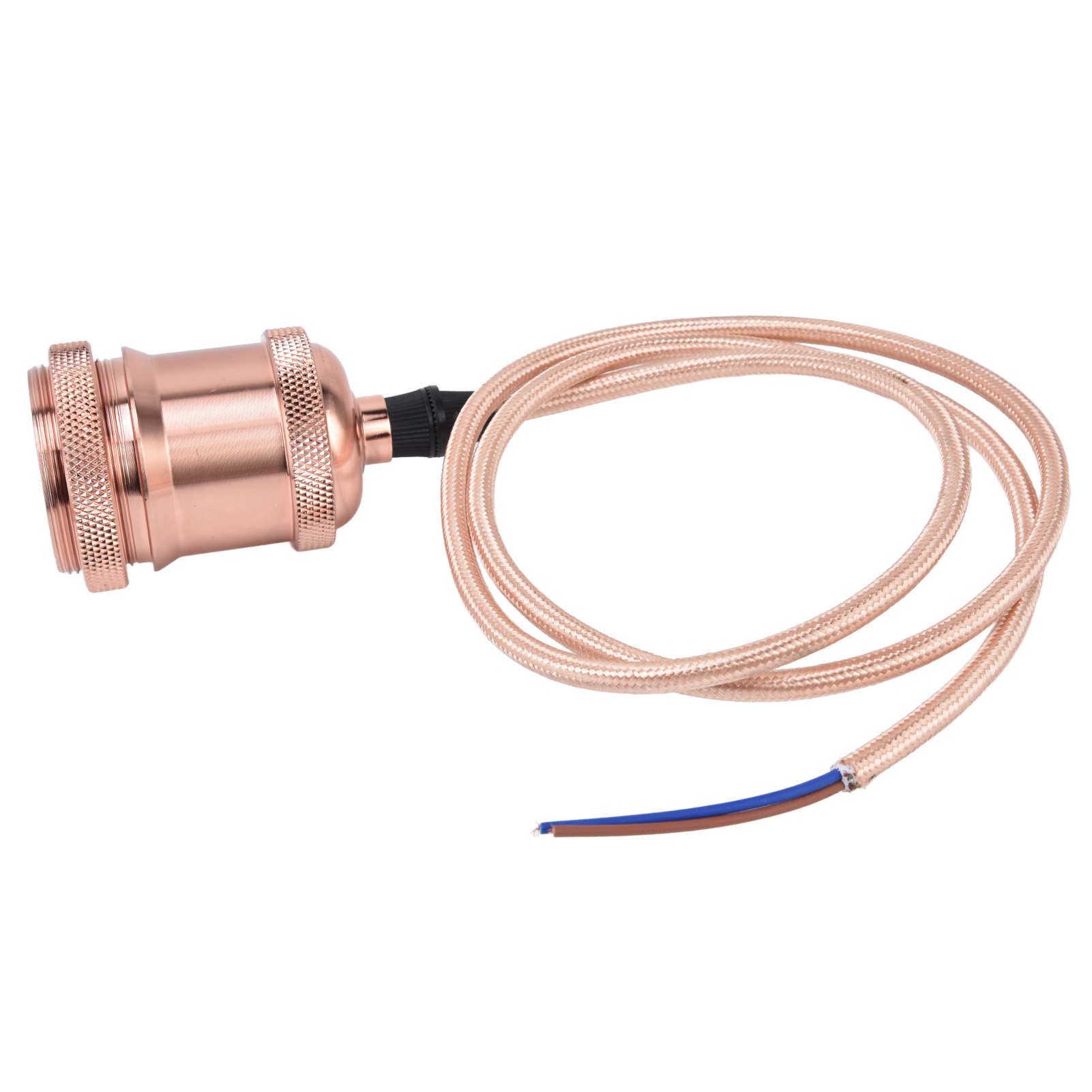 Retro-pendelleuchte Aus Aluminium, E27-gewindefassung Mit Kabel, Led-deckenleuchtenfassung (leuchtmittel Nicht Enthalten) (100-240 V), Roségold.