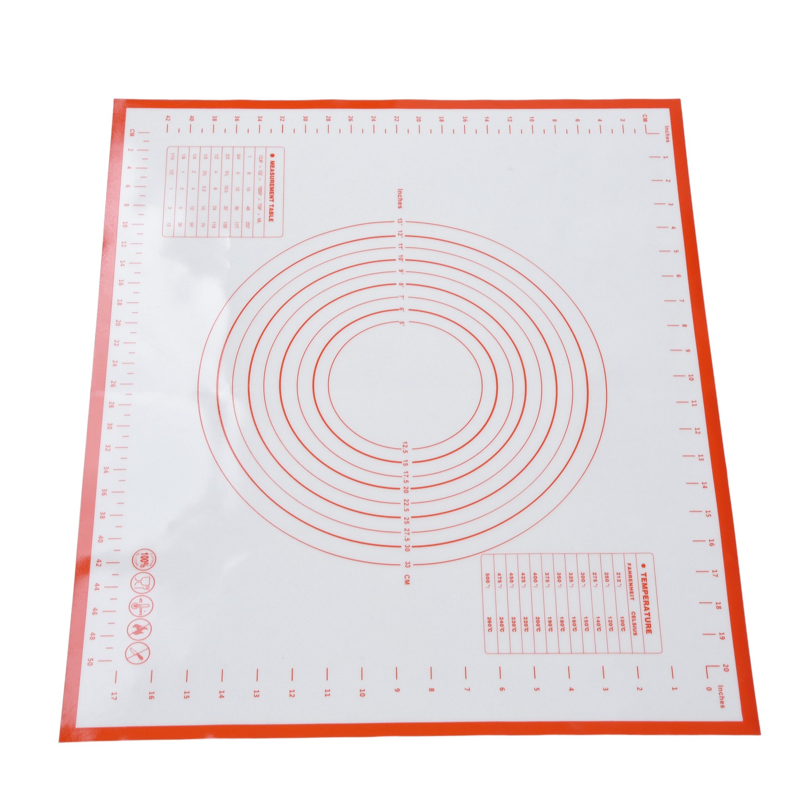 Platin-silikon-backmatte 50x60cm Rot, Antihaftbeschichtetes Gebäckbrett Mit Graduierung, Antihaftbeschichtete Knetmatte.
