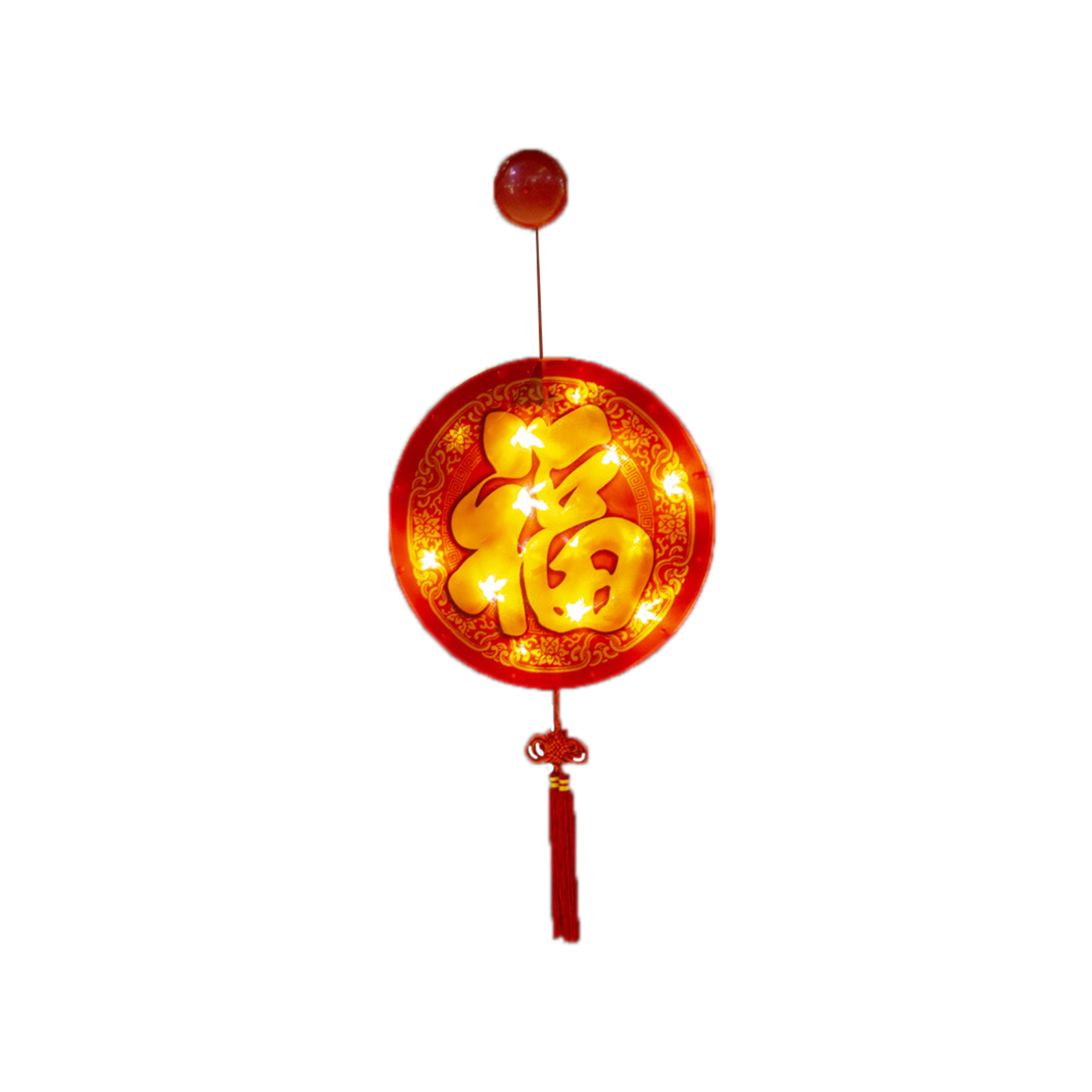Dekorative Led-laterne Für Das Chinesische Neujahr, Rote „fu“-lichterkette, Wohnzimmer-innendekoration, Chinesischer Stil, Batterielos (1 Rundes „fu“-stück)