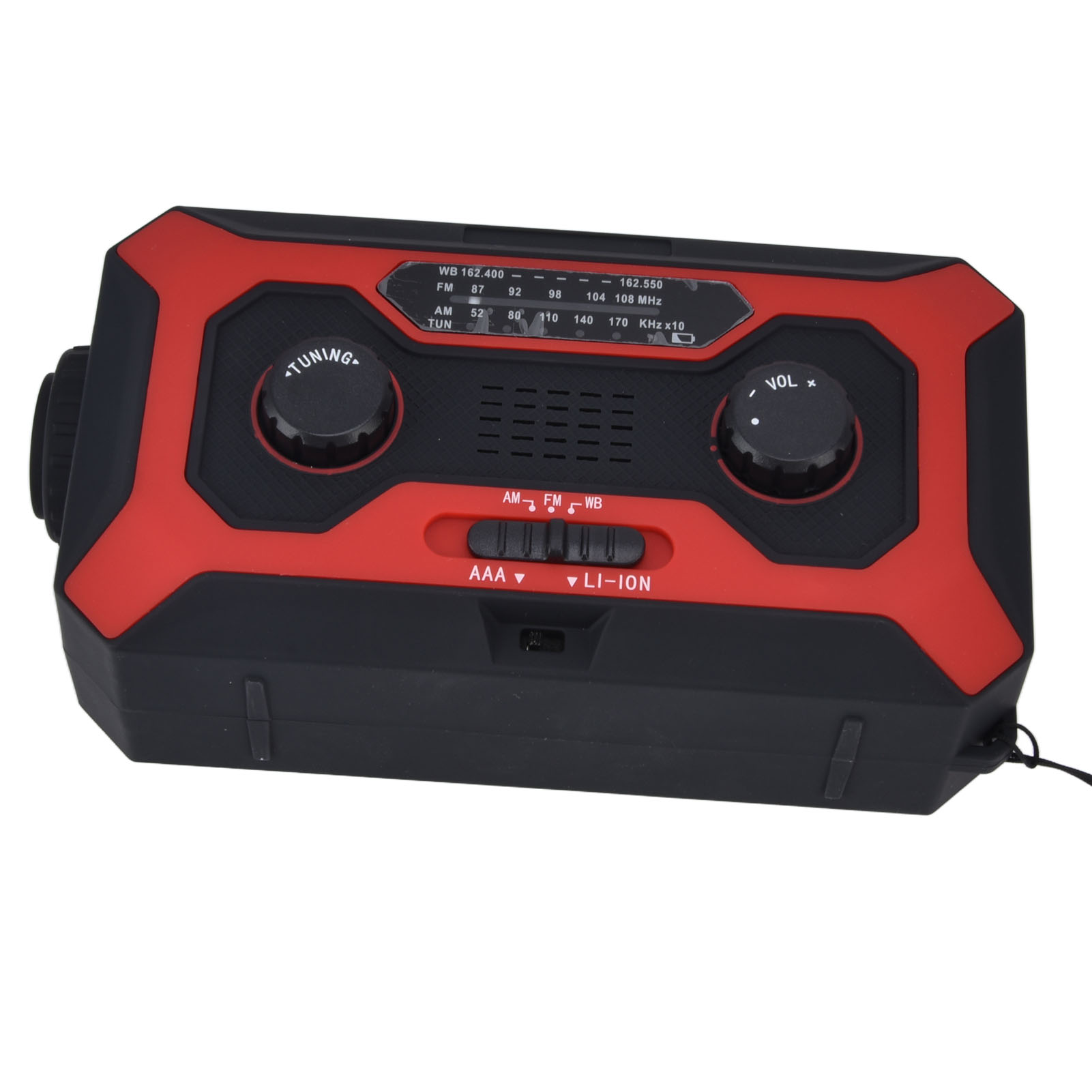 Solarbetriebene Handkurbel-radio-taschenlampe, Tragbare Powerbank, Notladegerät Mit Alarm, Handradio Für Camping, Rot (us-modell, Eingebauter Akku, Ersatzakku Nicht Enthalten)