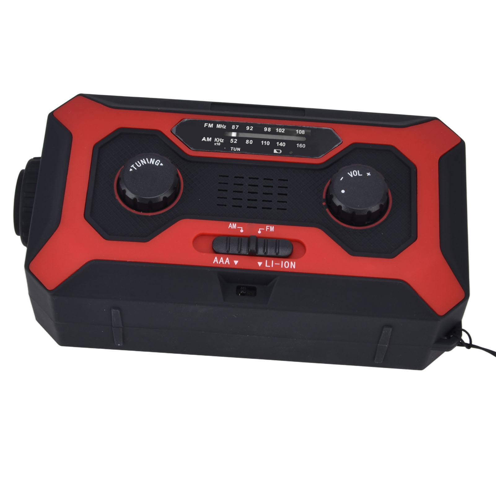 Solarbetriebene Handkurbel-radiotaschenlampe Mit Eingebautem Akku, Notladegerät Für Den Außenbereich, Lichtalarm, Notradio, Rot (europäisches Modell, Ce+fcc+rohs+msds Zertifiziert).