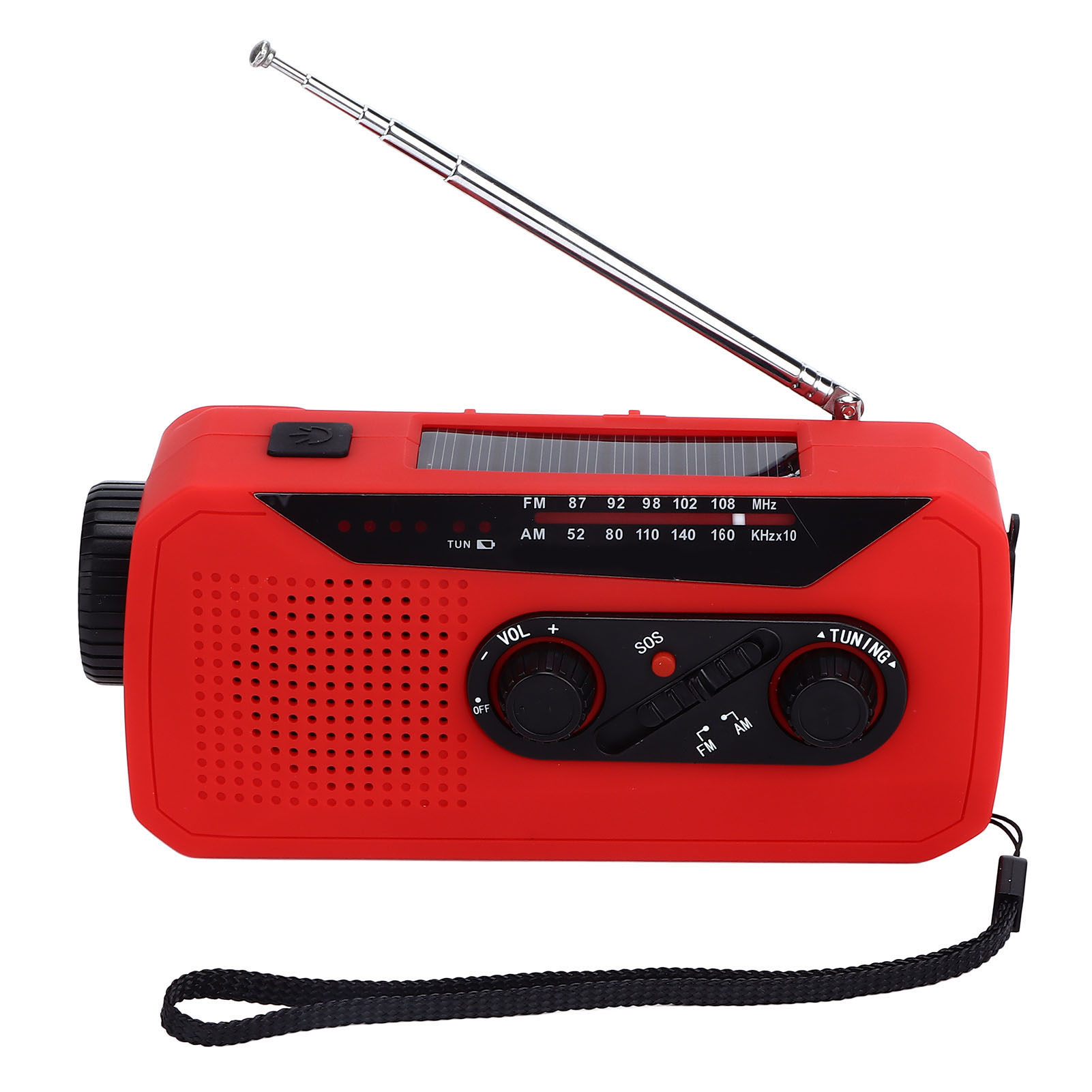 Wiederaufladbares Tarnradio, Mini-notfalltaschenlampe, Kurbelradio Mit Solarbetrieb Und Eingebautem Akku, Ce-, Fcc- Und Msds-zertifiziert, Rotes Europäisches Modell