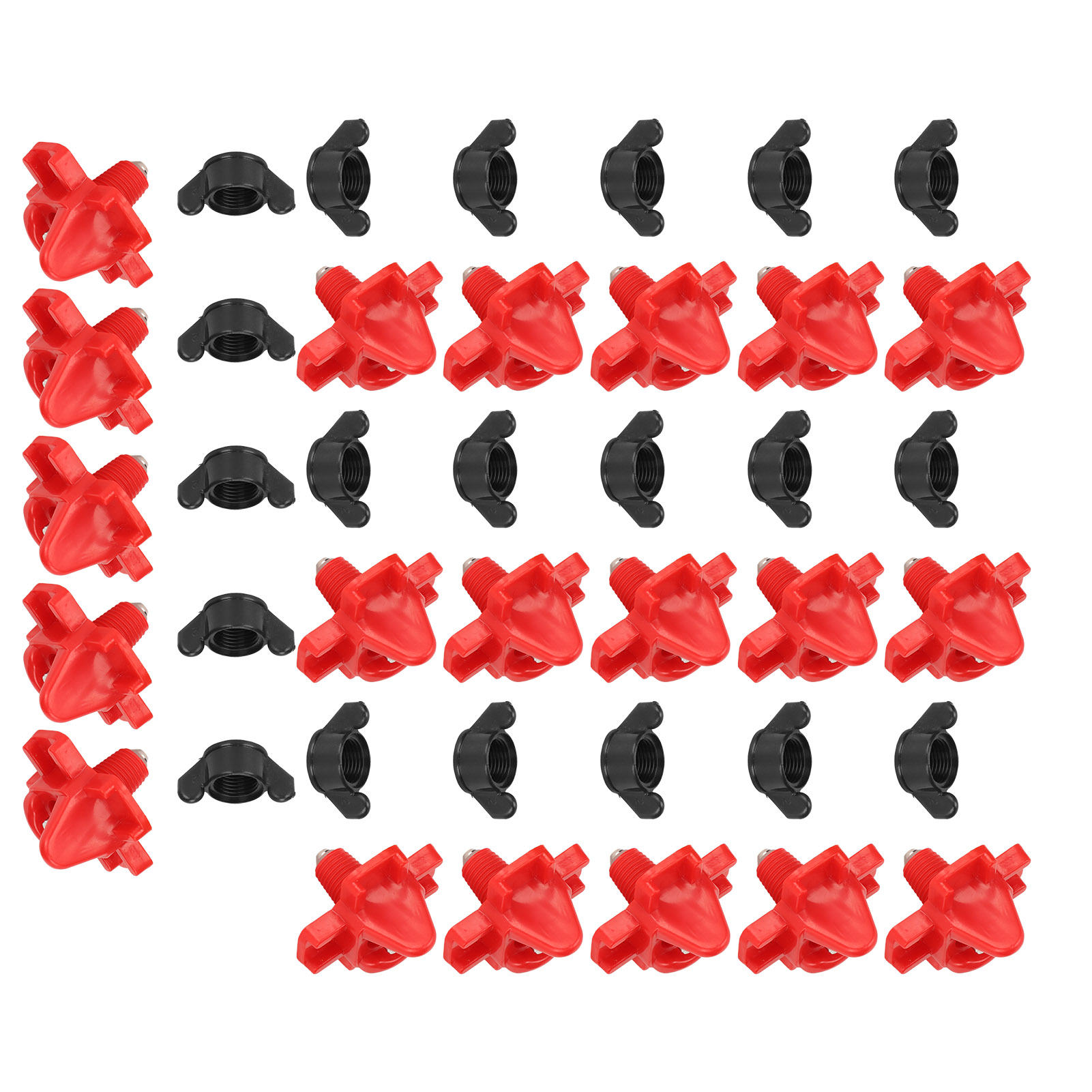 Konvolut Von 20 Automatischen Hühnertränken, Rote Ausläufe G1/8 Außengewinde, Zitzenbewässerungssystem, Export-zuchtausrüstung, Quadratische Form Mit Schwarzer Schraube.