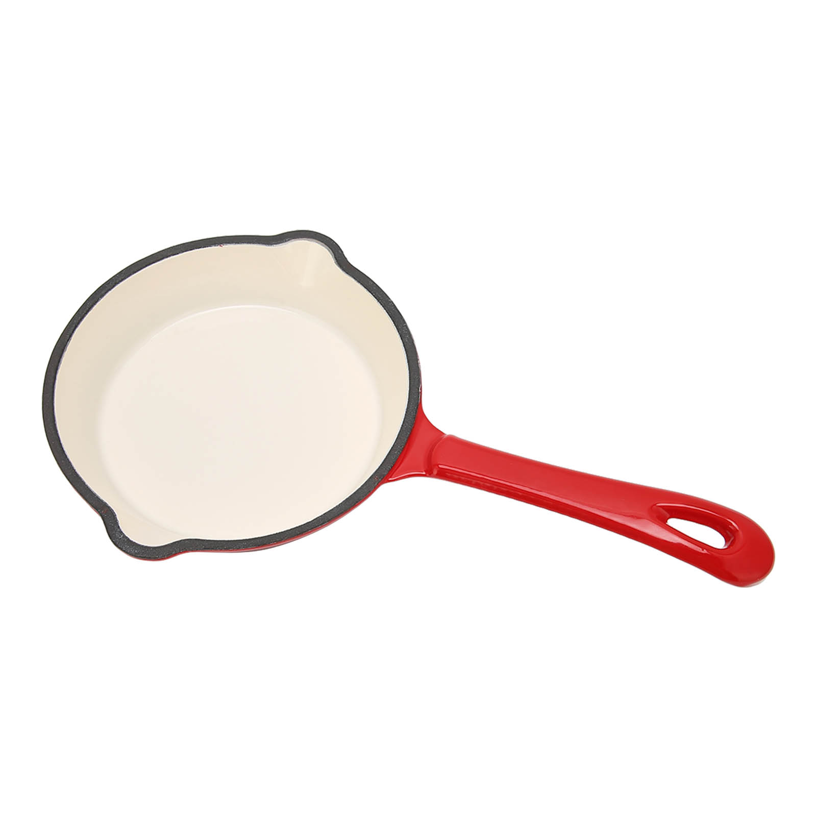 16 Cm Große, Rot Emaillierte Gusseisen-bratpfanne, Antihaftbeschichtet, Dicke, Flache Pfanne Mit Langem Griff, Emaillierte Beschichtung, Ideal Zum Kochen.