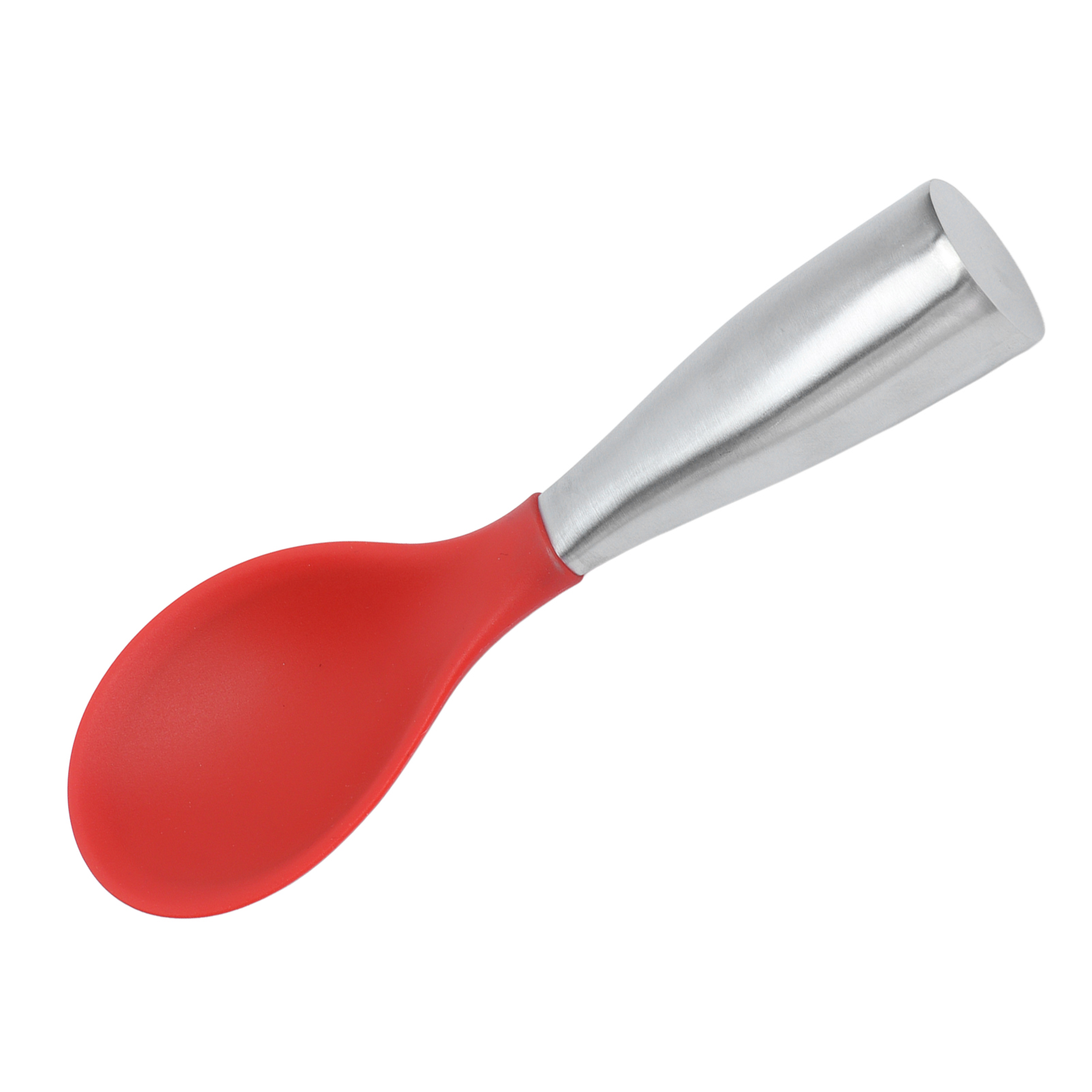 Roter Silikon-reislöffel Mit Hohlem, Rundem Edelstahlgriff, Servierlöffel Für Reiskocher