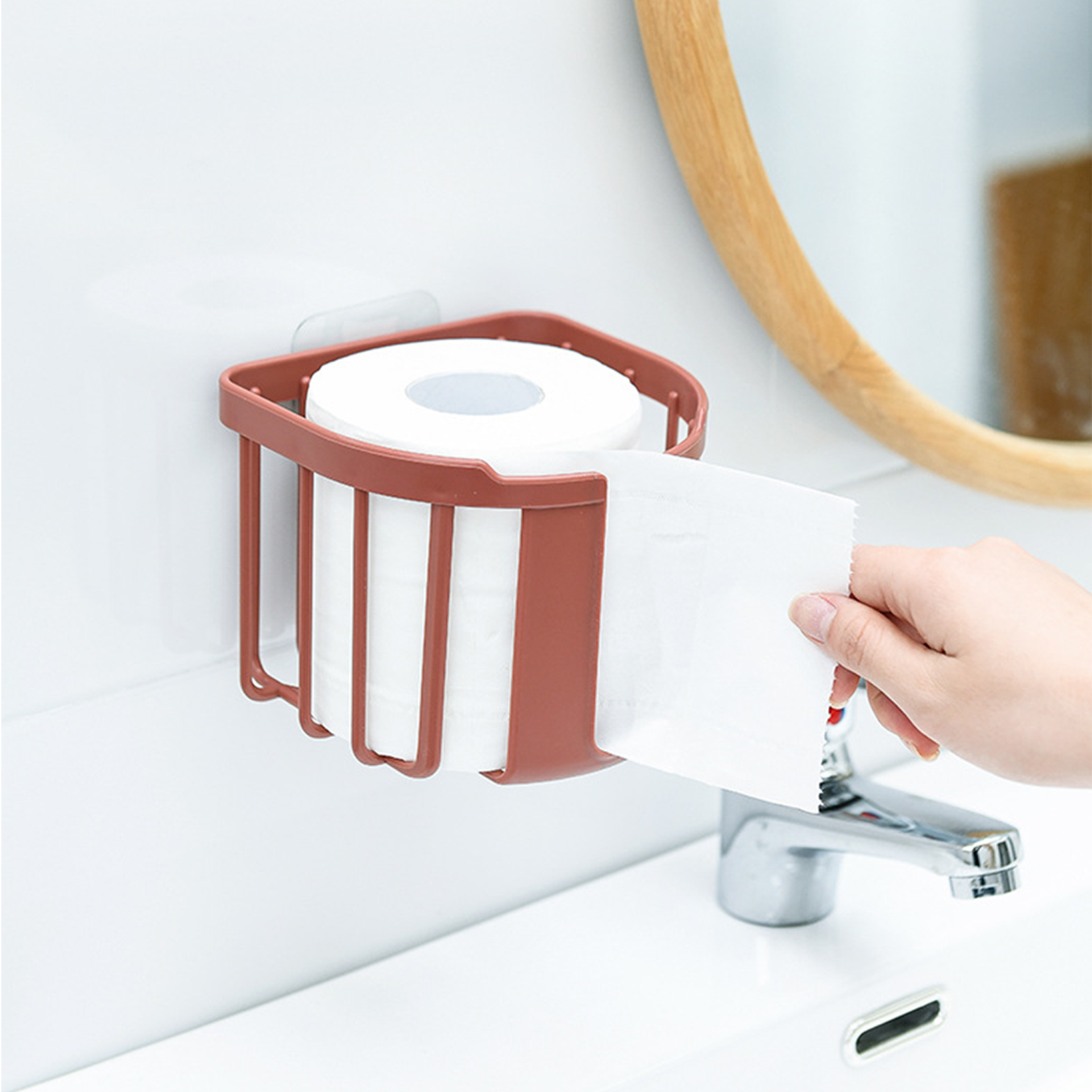 Roter, An Der Wand Montierter Toilettenpapierhalter, Toilettenpapierspender, Toilettenstützen Aus Metall.