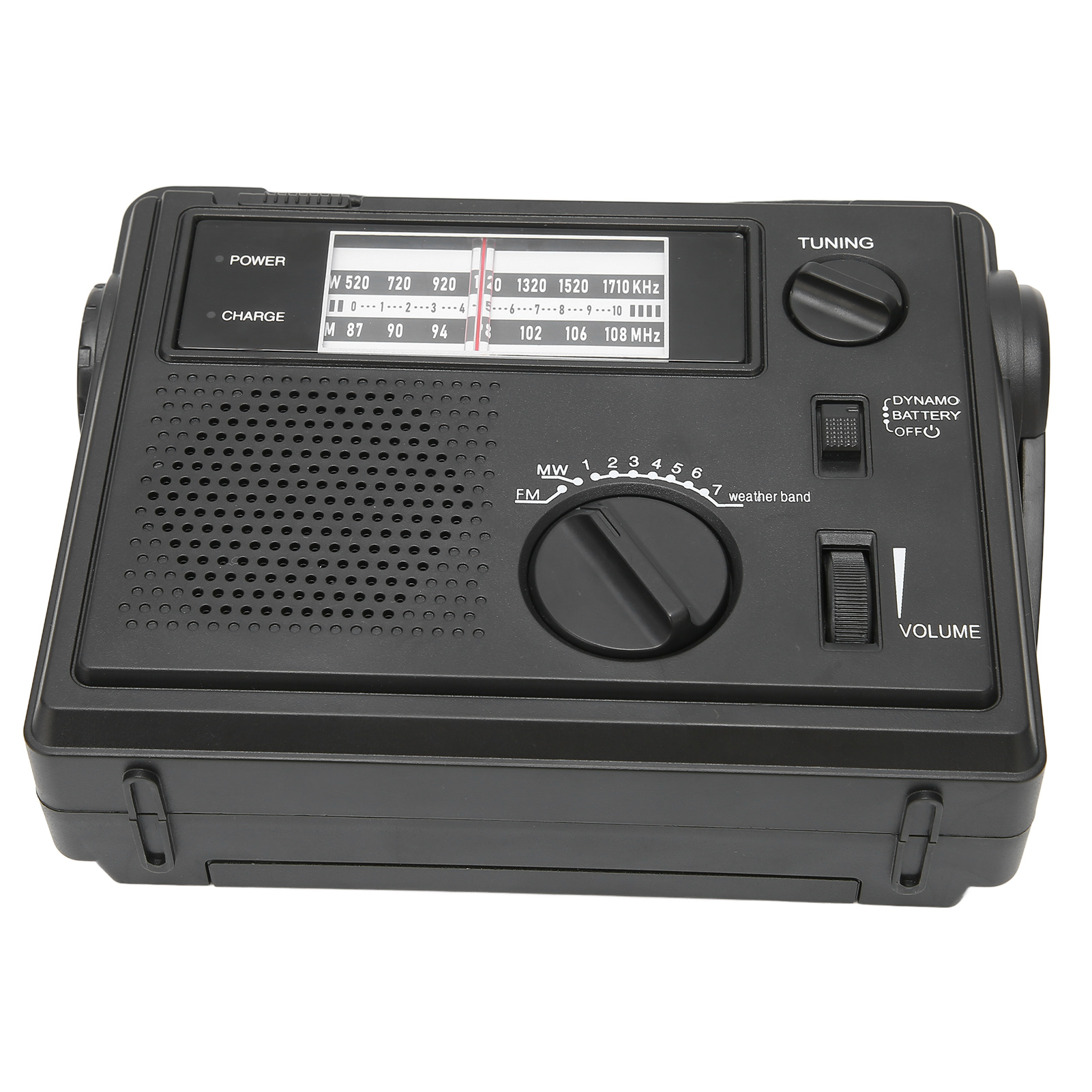 Handkurbel-dynamo-led-radio, Handkurbel-taschenlampe, Mehrband-fm/am/wb-radio, Tragbares Outdoor-notfallradio (schwarz)