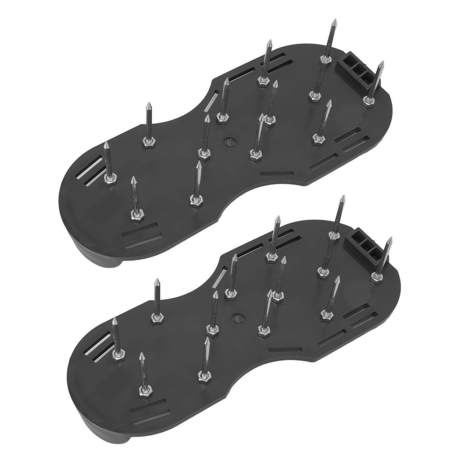 Rasenlüfterschuhe Mit Stollen, Gartenvertikutiergerät, Schwarze Lüftungsschuhe (4 Riemen + Gummibänder)