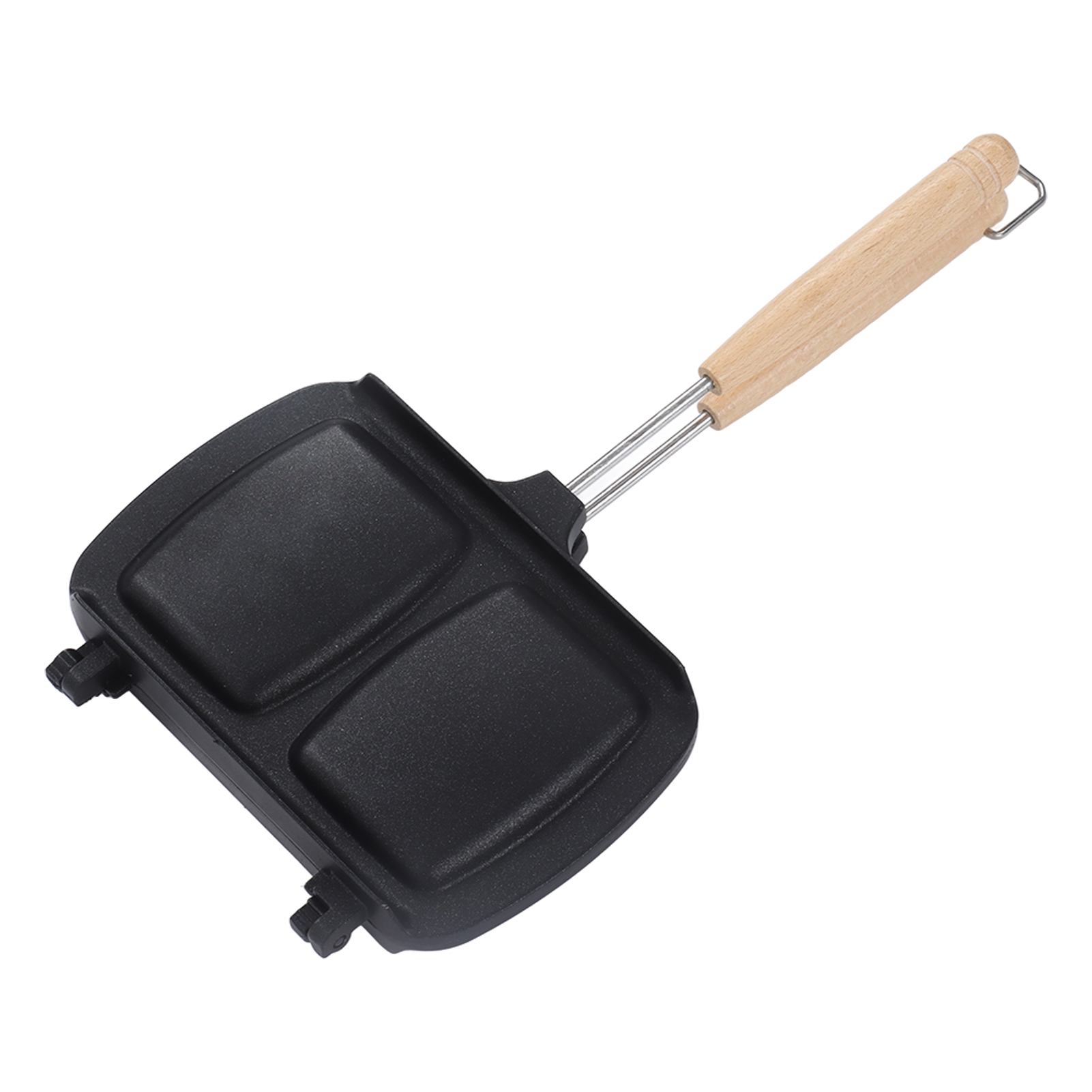 Abnehmbare Sandwichform Mit Zwei Köpfen, Wendbare Antihaft-grillpfanne, Große Ausführung, Doppelseitig, Schwarz.