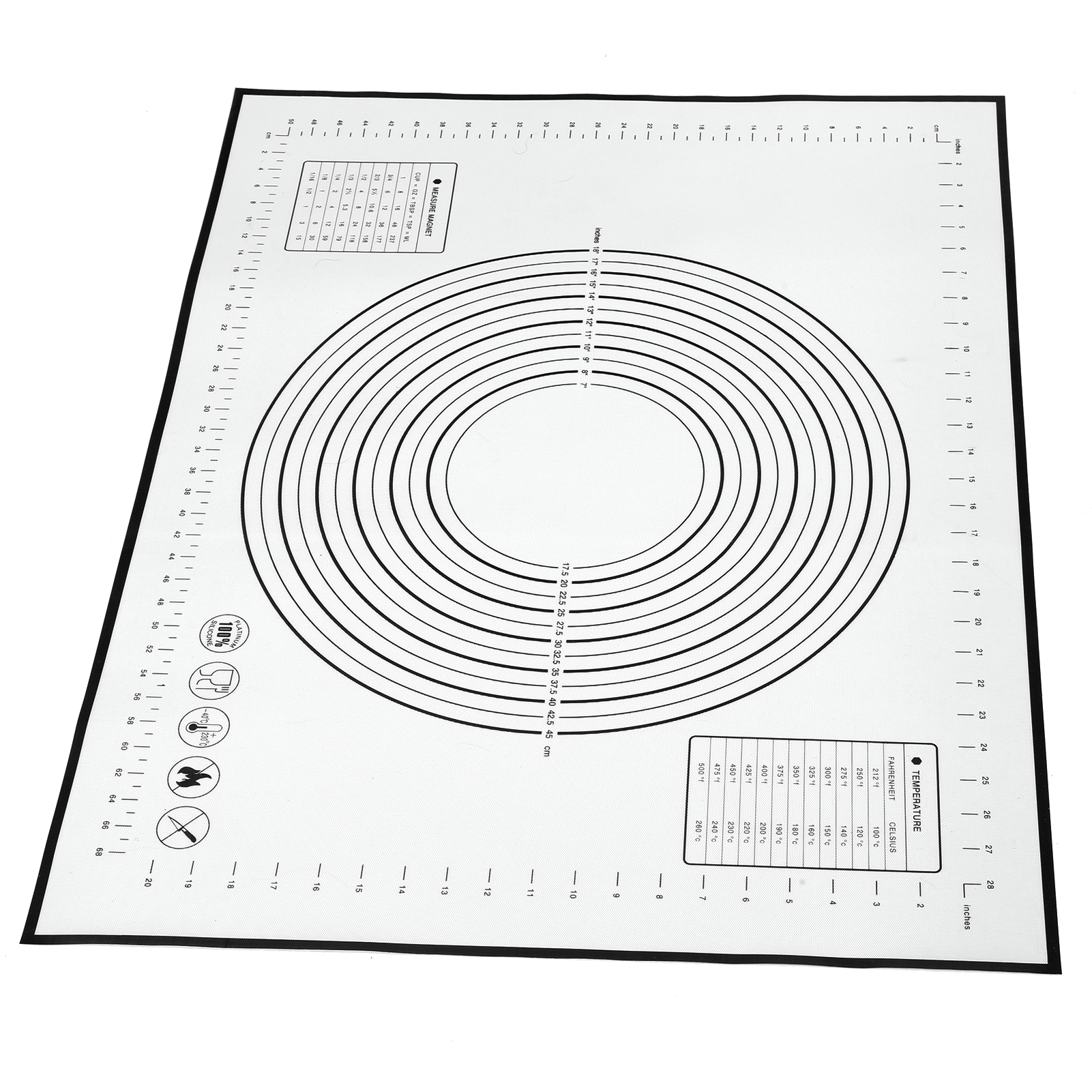 Schwarze Silikon-backmatte 80 X 60 Cm, Antihaftbeschichtete Arbeitsfläche Zum Kneten Und Ausrollen Von Teig, Große Backfläche