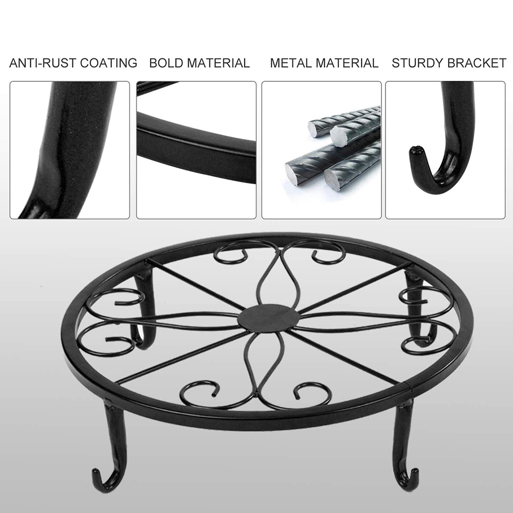 Set Aus Designer-eisen, Einstöckiges Pflanzenregal, Blumentopfständer Für Wohnzimmer, Balkon, Grünpflanzen, Zimmerpflanzen, Schwarz.