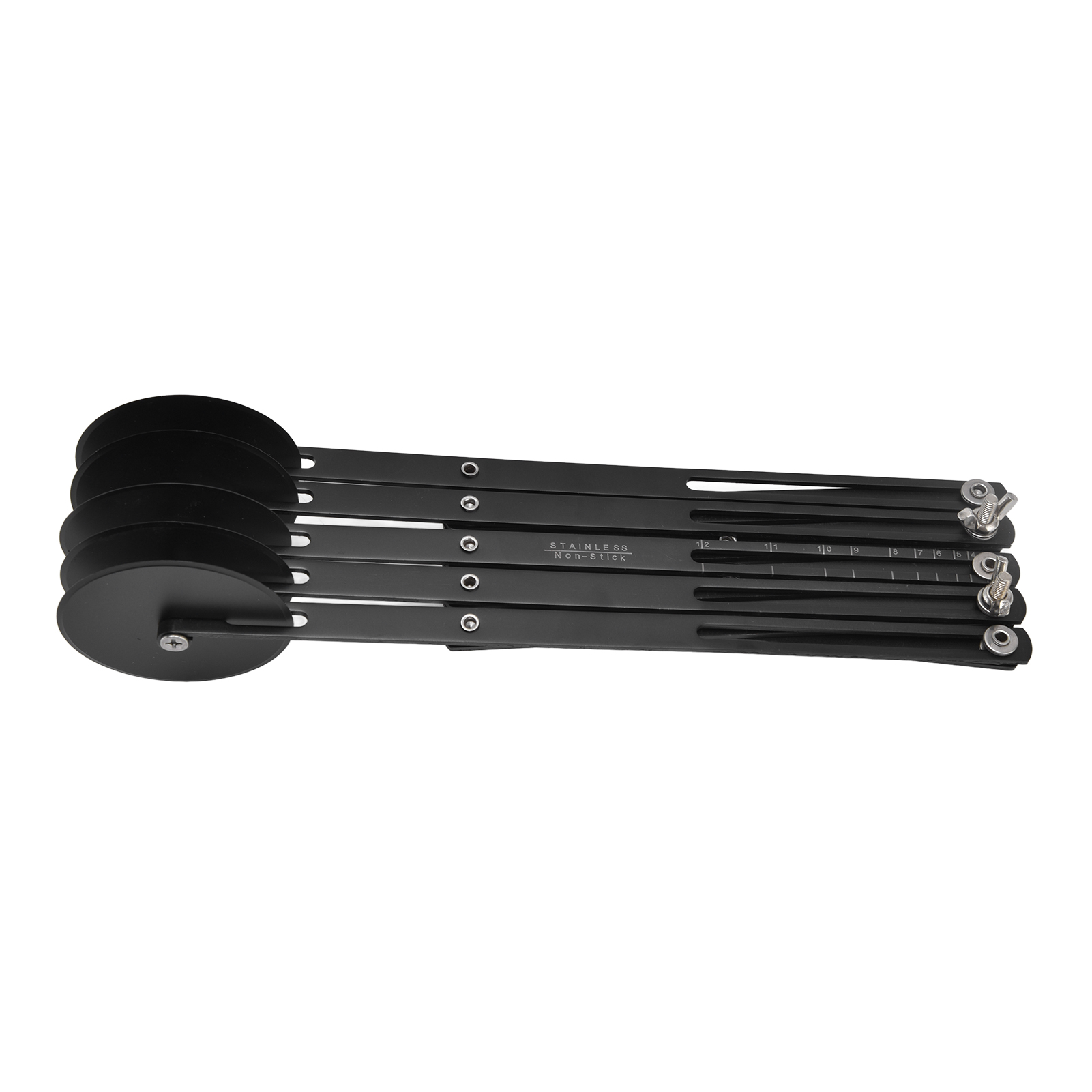 5-klingen-gebäckmesser Aus Edelstahl, Pizzaschneider, Waffelschneider, Teigschneider, Schwarz