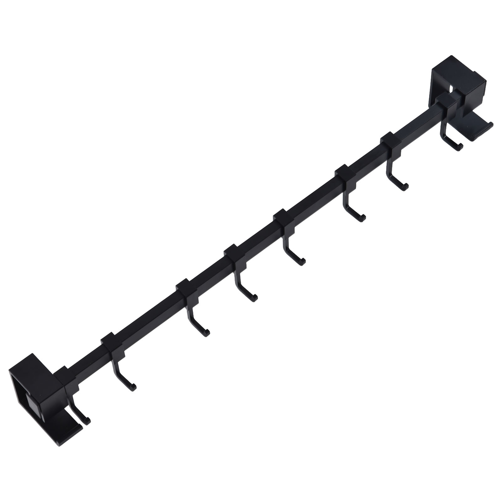 Multifunktionale, Mobile Küchenhängeschiene Mit 8 Horizontal Verstellbaren Haken Aus Flugzeugaluminium Für Küche, Bad Und Balkon, Carbonschwarz, 50 Cm