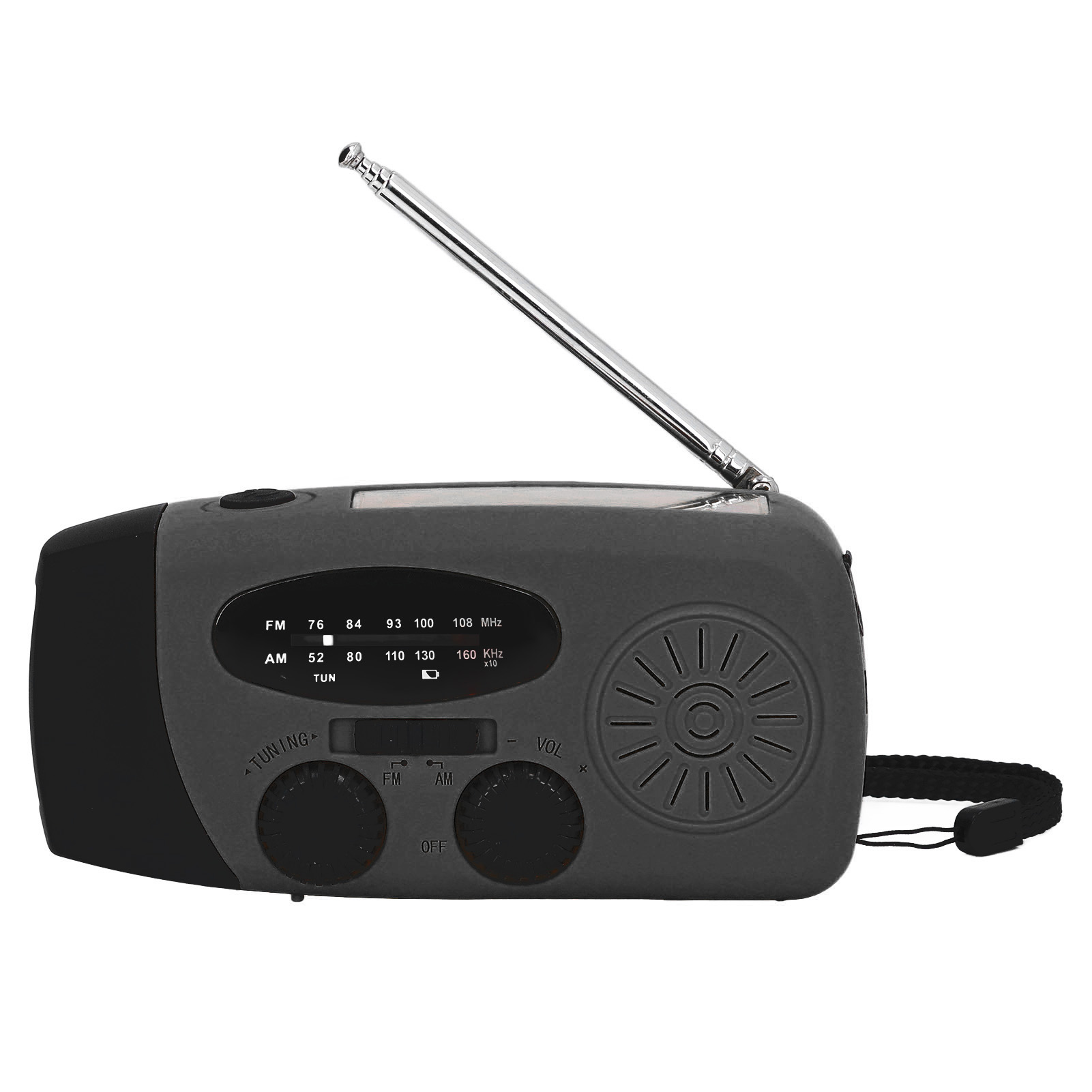 Ce+fcc+rohs-zertifiziertes Kurbelradio, Multifunktionale Solar-notleuchte, Manuelles Notladegerät Mit Eingebautem Akku, Schwarz, Japanisches Modell.