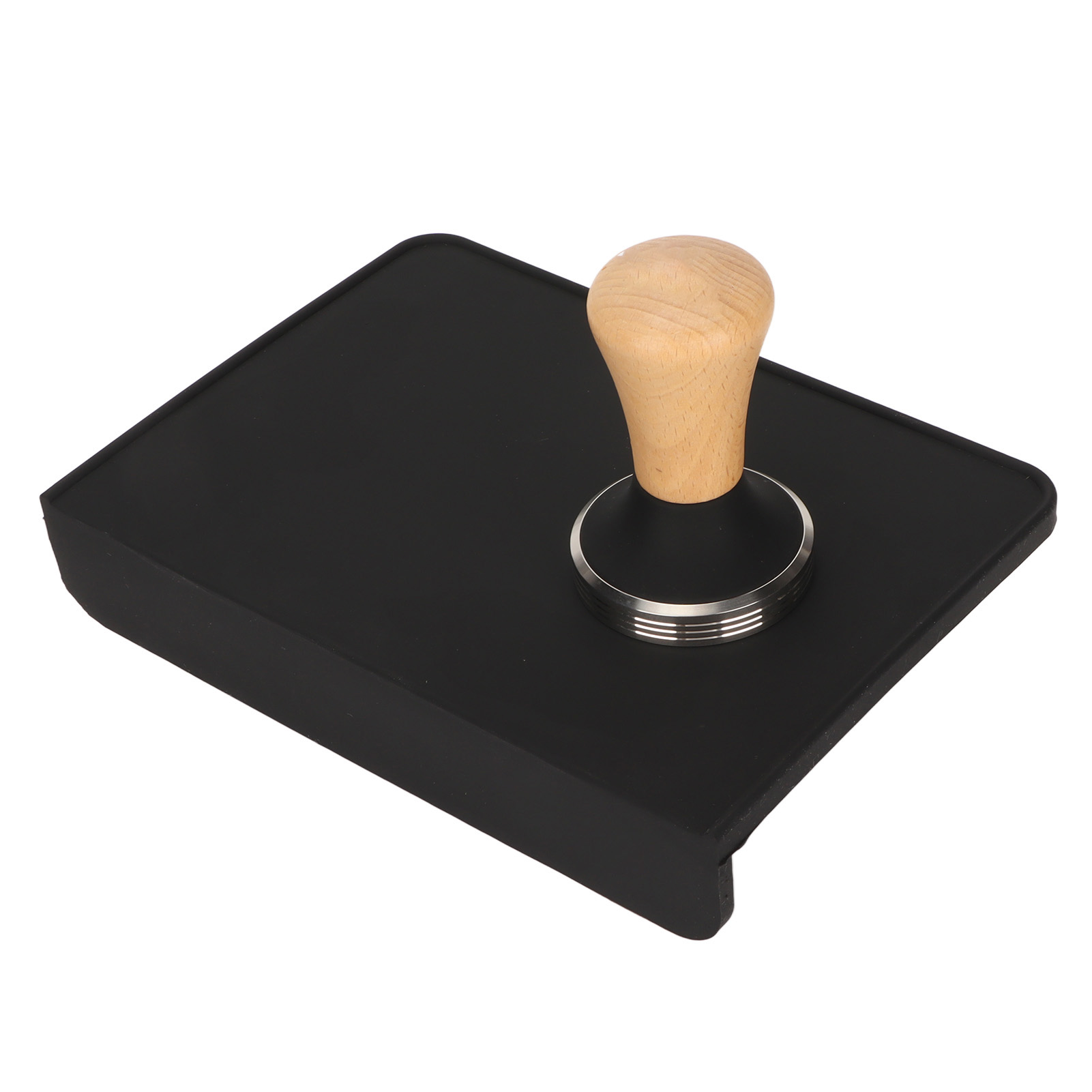 Set Aus 2 Xl Kaffeetampfmatten, Schwarz, Mit 51 Mm Rutschfestem Silikontamper, Staubschutzkappe Und Kaffeesatzauffangbehälter.
