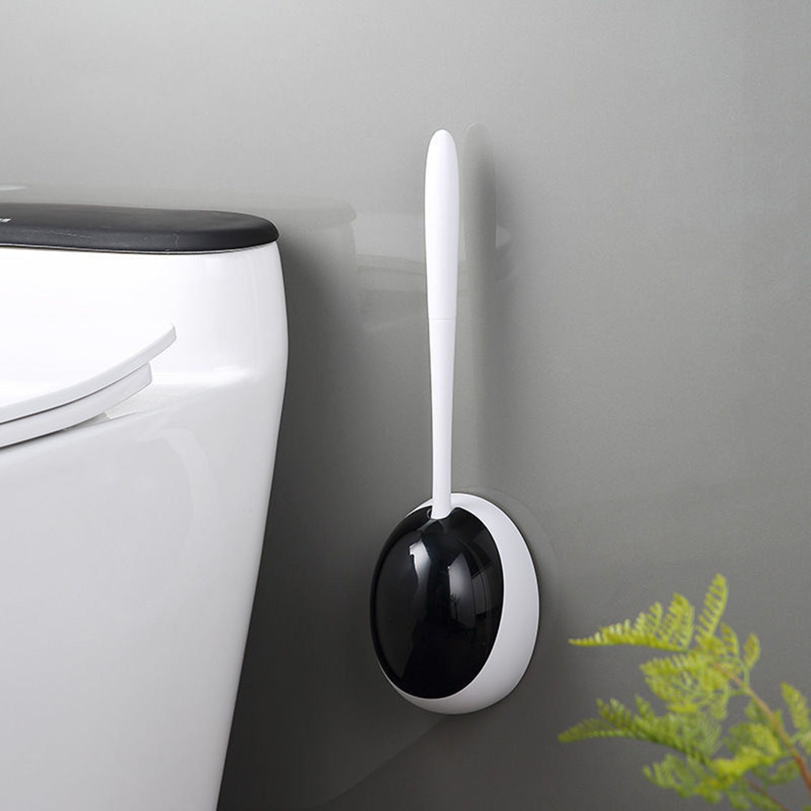 Schwarzes, Wandmontiertes Wc-set, Modernes Design, Wc-bürste, Badreiniger, 1-teiliges Set, Zur Wandmontage.