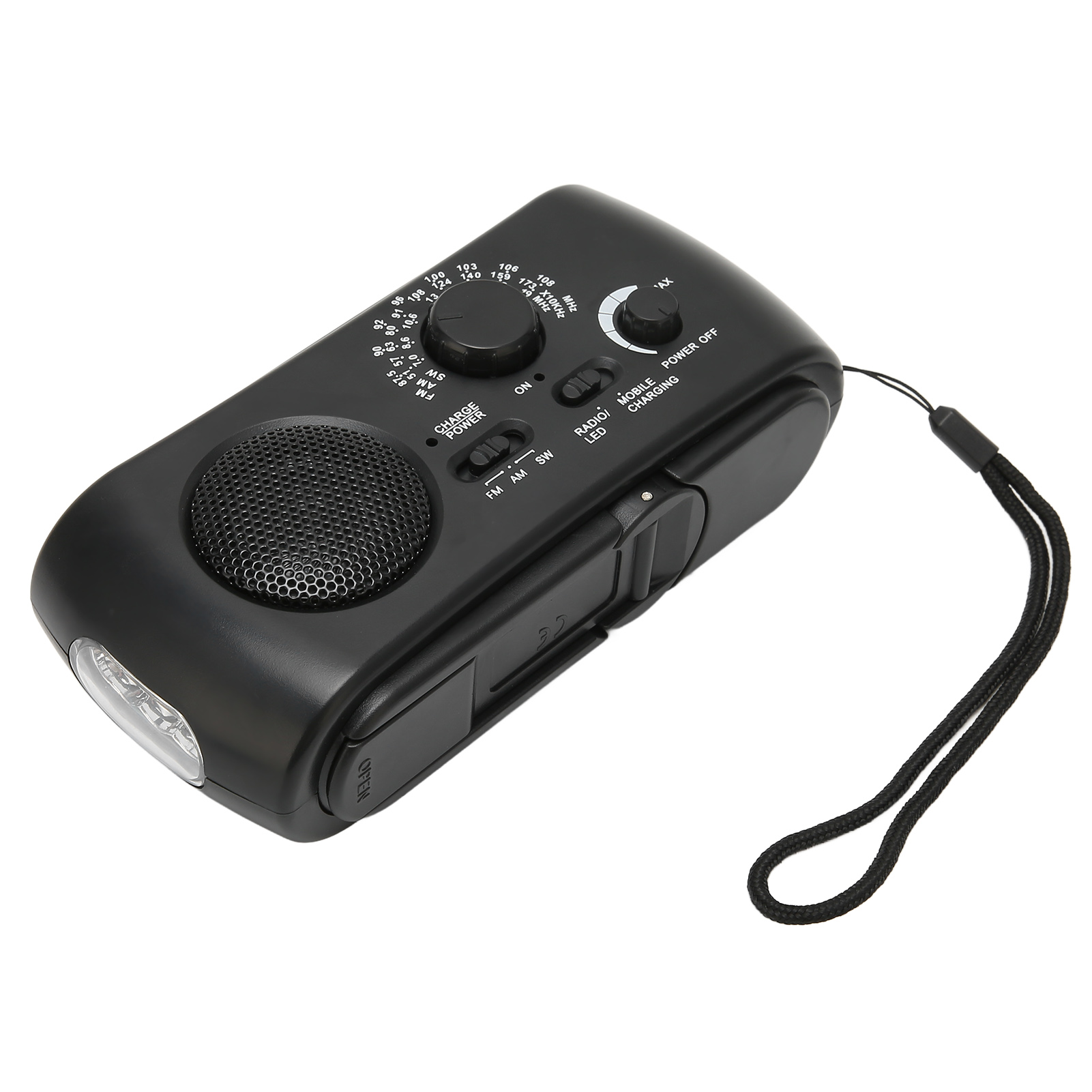 Handkurbel-solarradio Mit Led, Mehrband-am/fm/sw-empfang, Wasserdicht Für Den Außenbereich, Tragbares Notfallradio, Schwarz (mit Internem Akku, Keine Batterien Im Fach)