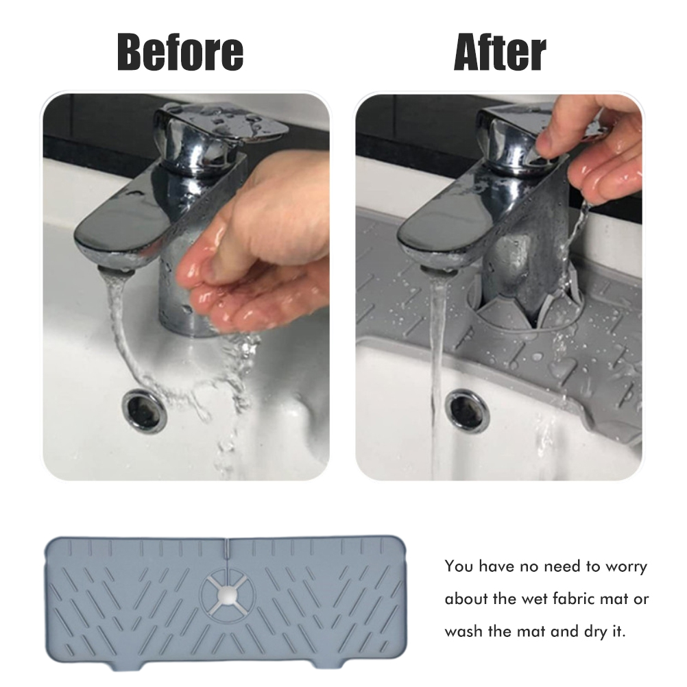 Silikon-spritzschutzmatte Für Wasserhahn, Wasserabsorber Für Küchenspüle, Schwarz (verpackt In Einem Beutel)
