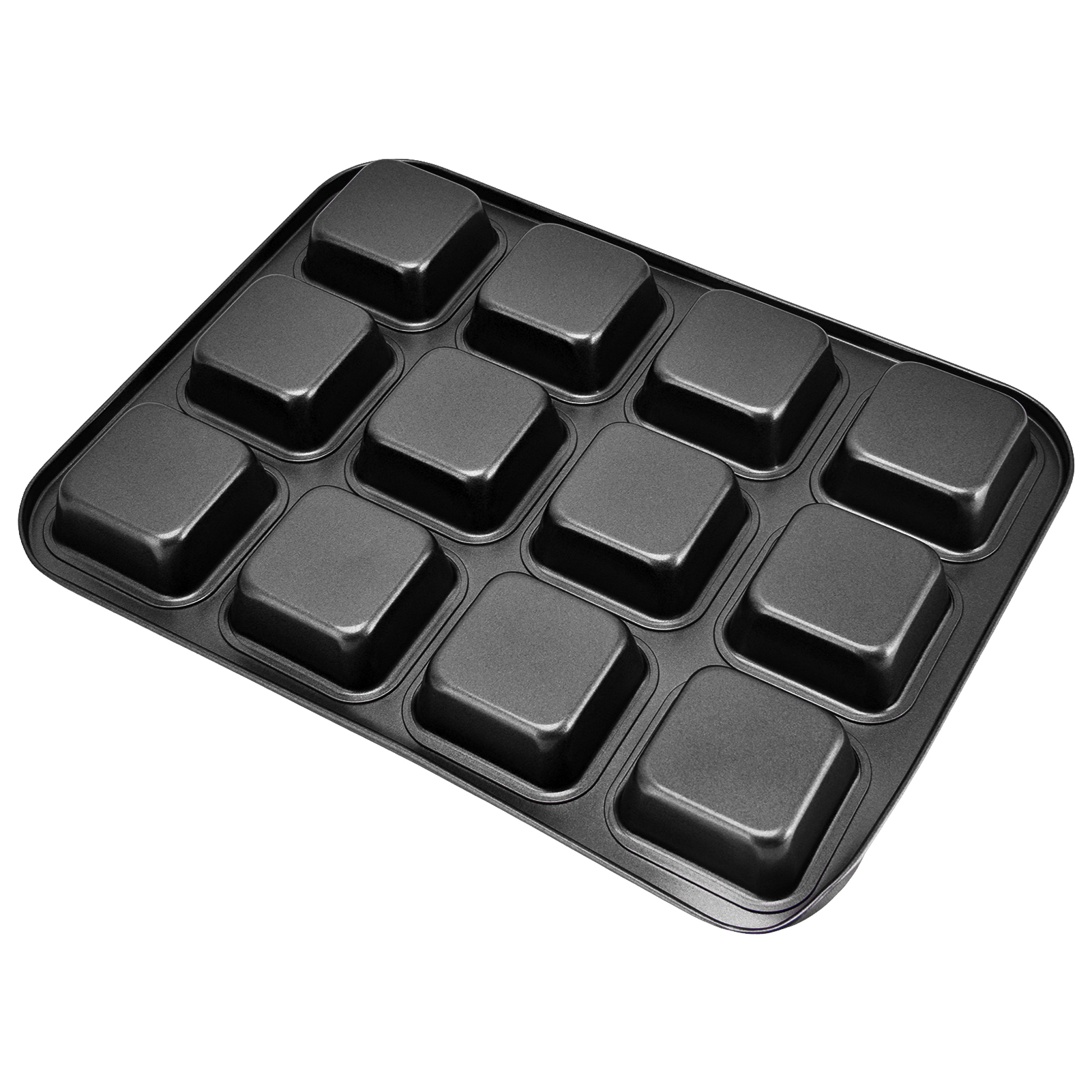 12er-muffinform Mit Antihaftbeschichtung, Schwarz, Quadratisch, Extra Dick, Für Mini-burger, Hausgemachtes Gebäck, Backutensil