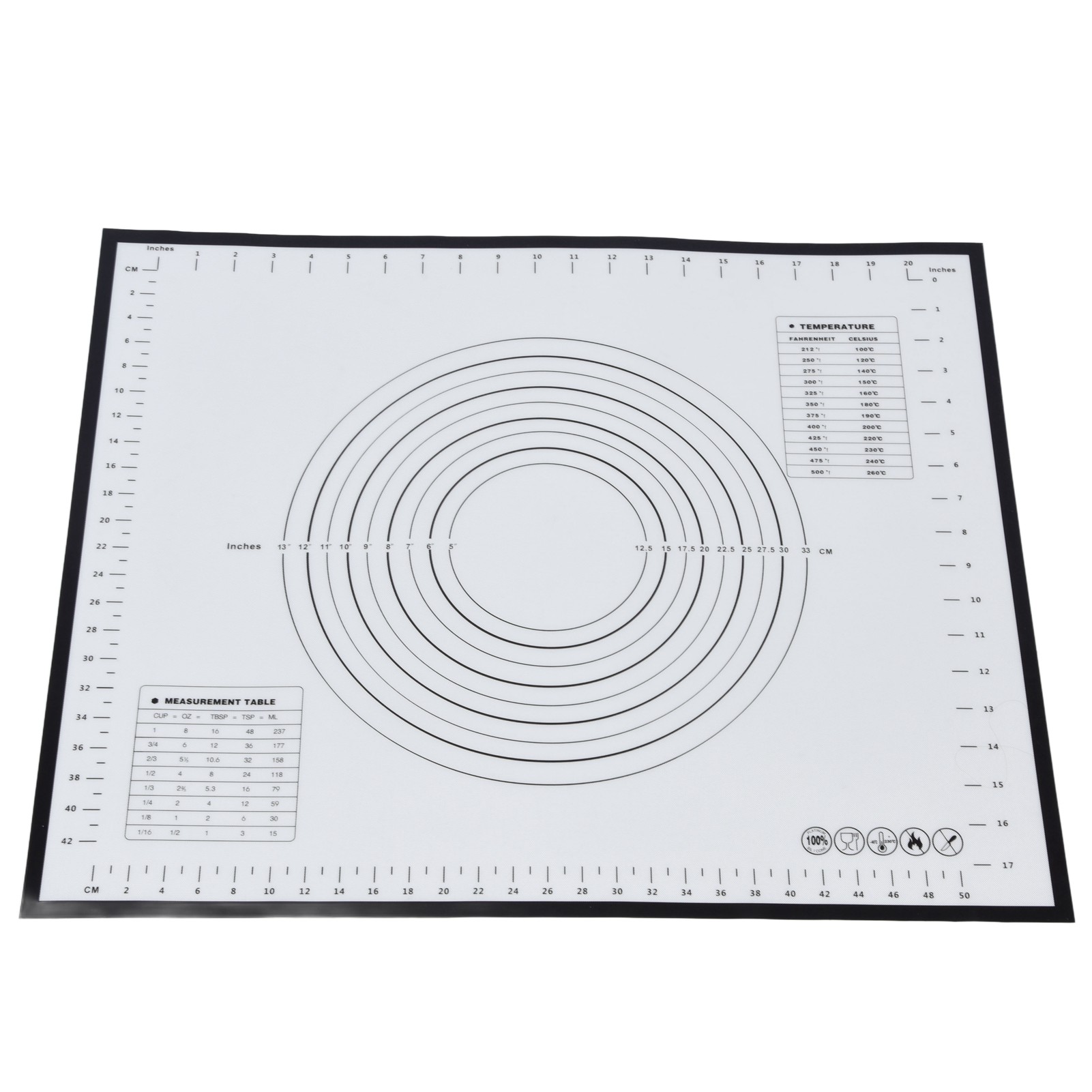 Platin-silikon-backmatte 50 X 60 Cm, Schwarz, Abgestuftes Antihaft-backbrett, Teigknet- Und Ausrollmatte