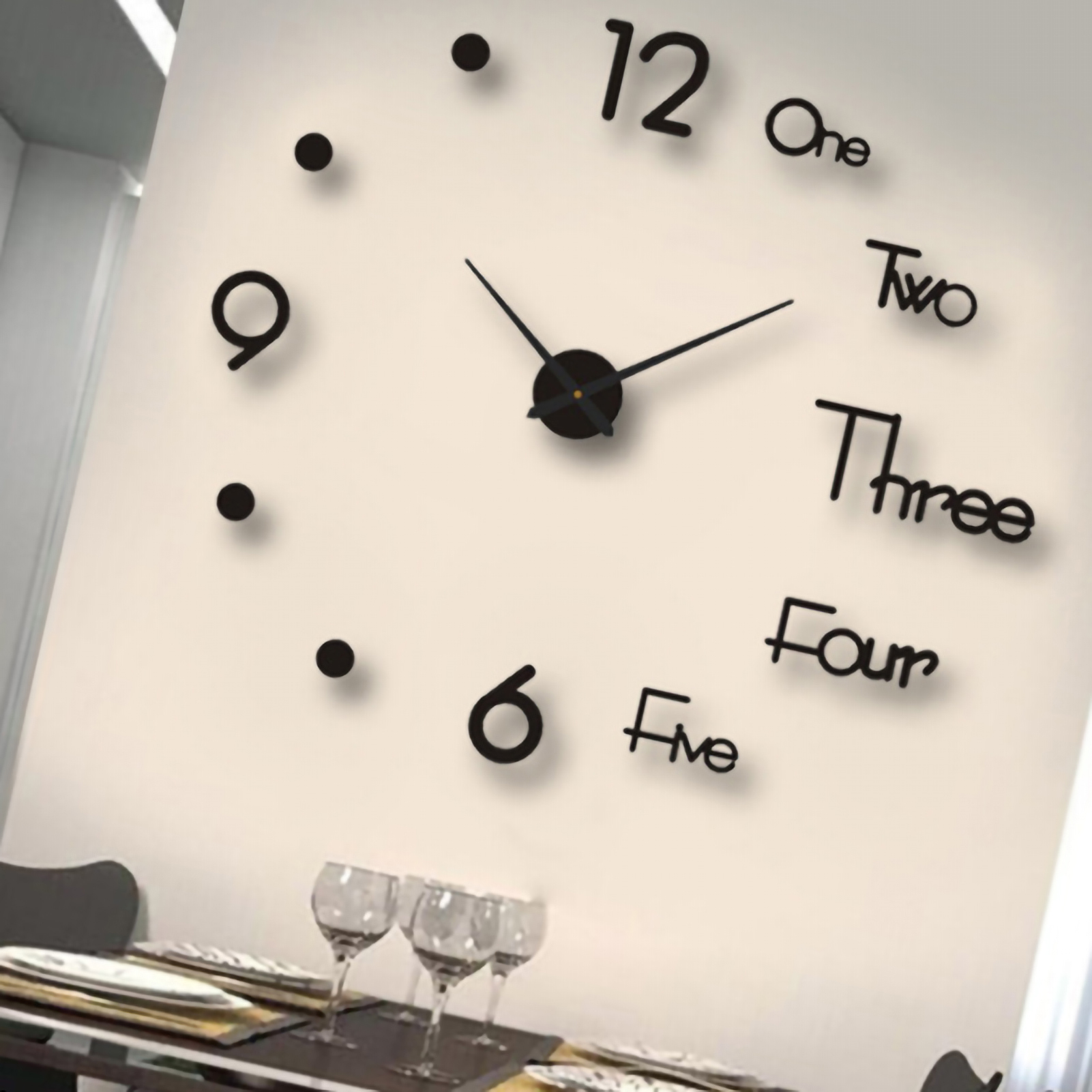 Kreatives Diy-wandleuchten-set, 90 Cm, Schwarzes Acryl, Geräuschlos, Für Die Wohnzimmer-inneneinrichtung