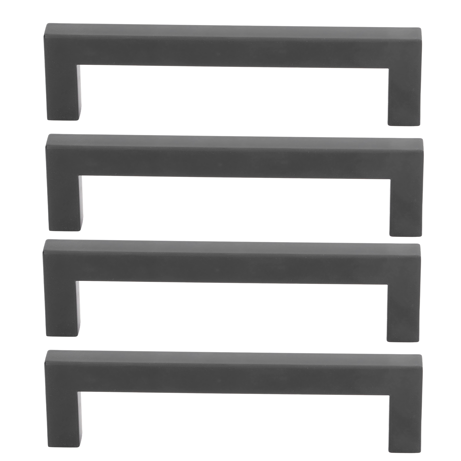 Packung Mit 4 Quadratischen Schwarzen Edelstahlgriffen Für Schubladen Und Türen, Abmessungen 12x12x96 Mm, Set Mit 4 Stück.