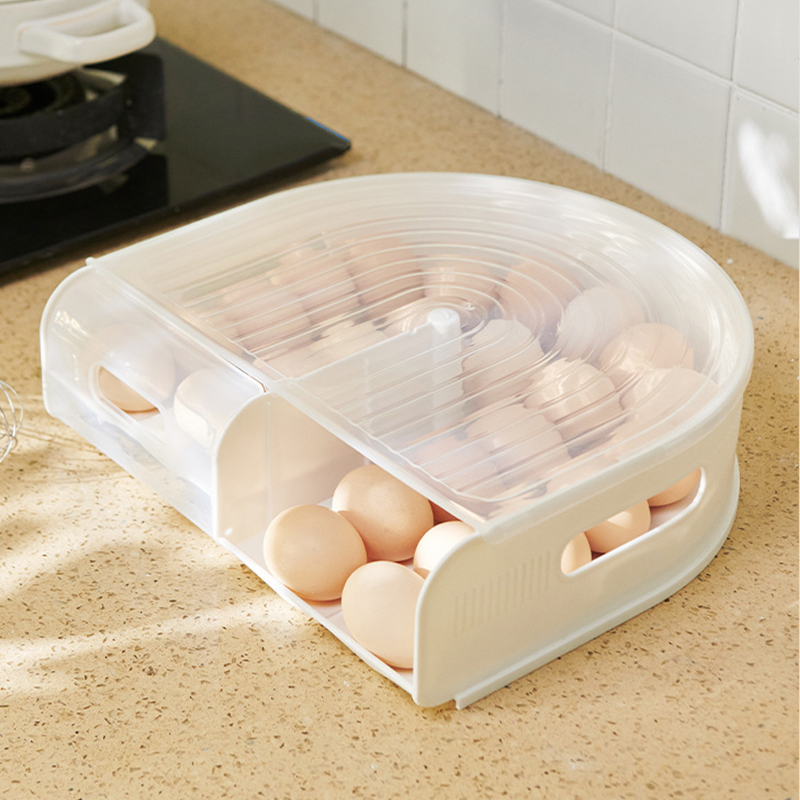 Neue U-förmige Eierbox, Eieraufbewahrungsrolle, Hält Eier Im Kühlschrank Frisch, Einlagige, Aprikosenfarbene, Transparente Box Für Die Heimische Küche
