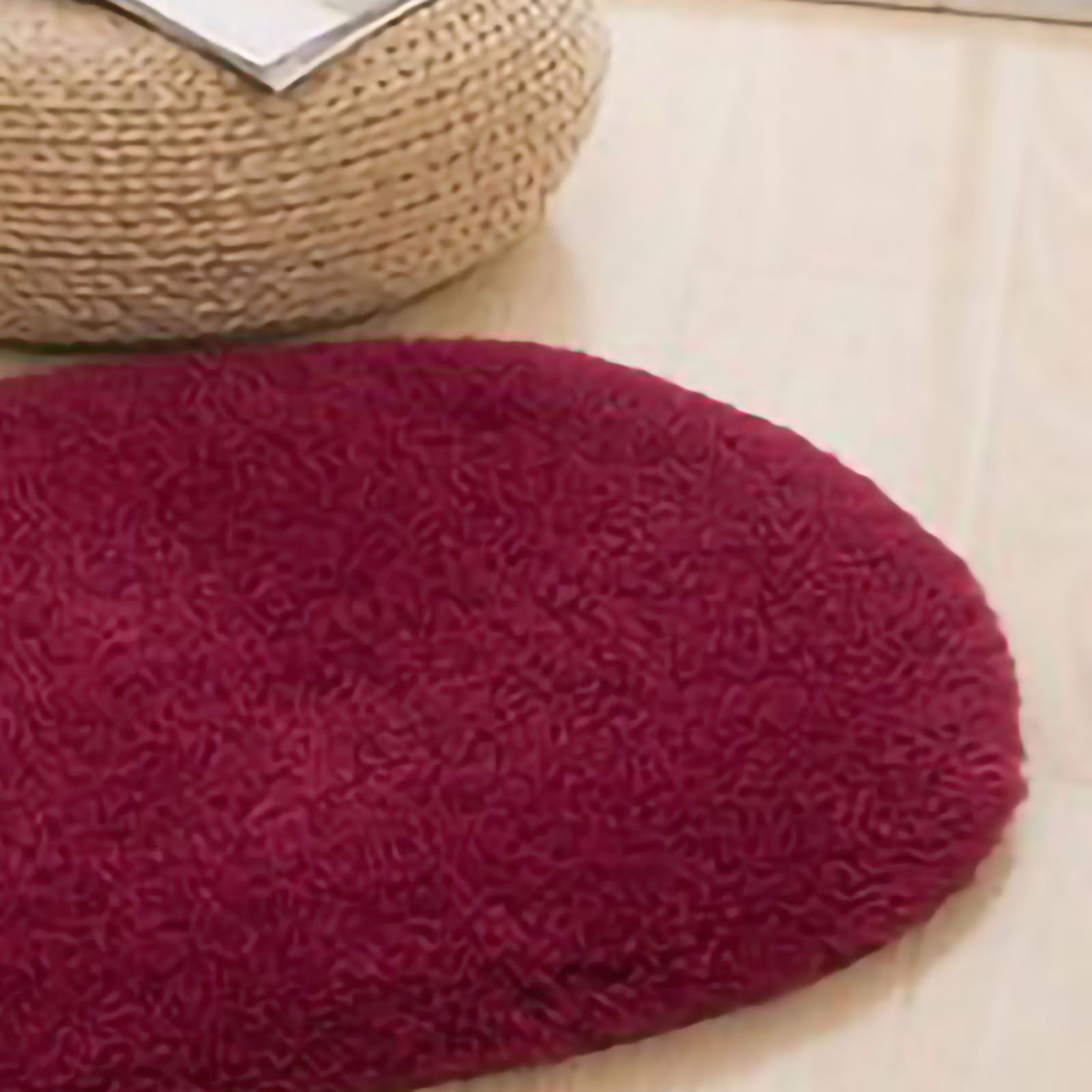 Ovaler Teppich Aus Arktischem Fleece, Rutschfest, Für Wohnzimmer, Eingangsbereich Und Badezimmer, Sanftes Burgunderrot, 40 X 60 Cm, Ovale Form