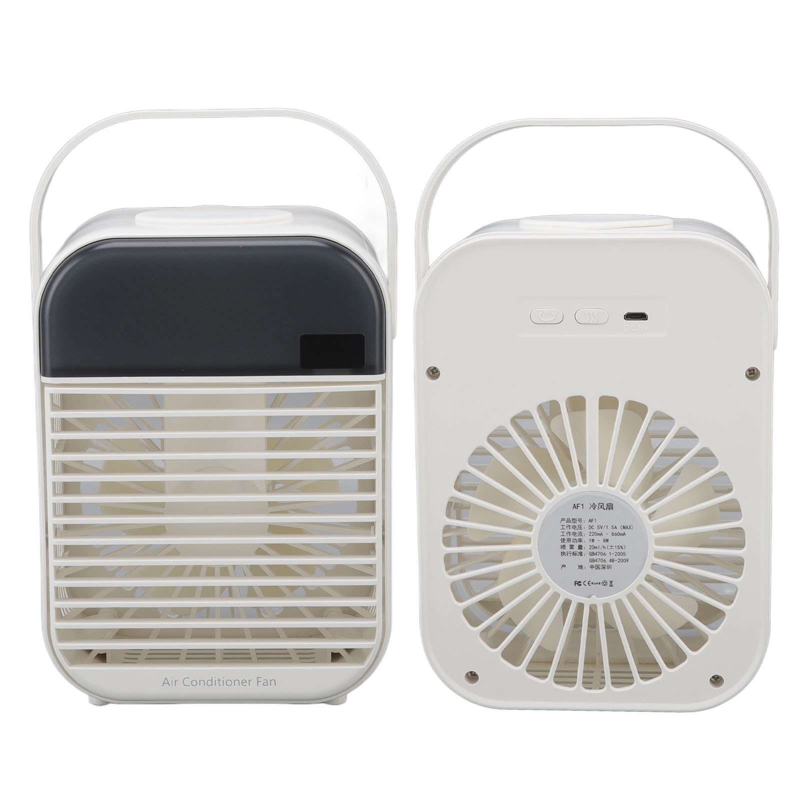 Mini-usb-tischventilator Mit Integriertem Kühlnebelventilator Und Lithium-akku, Weiß, Kabellos