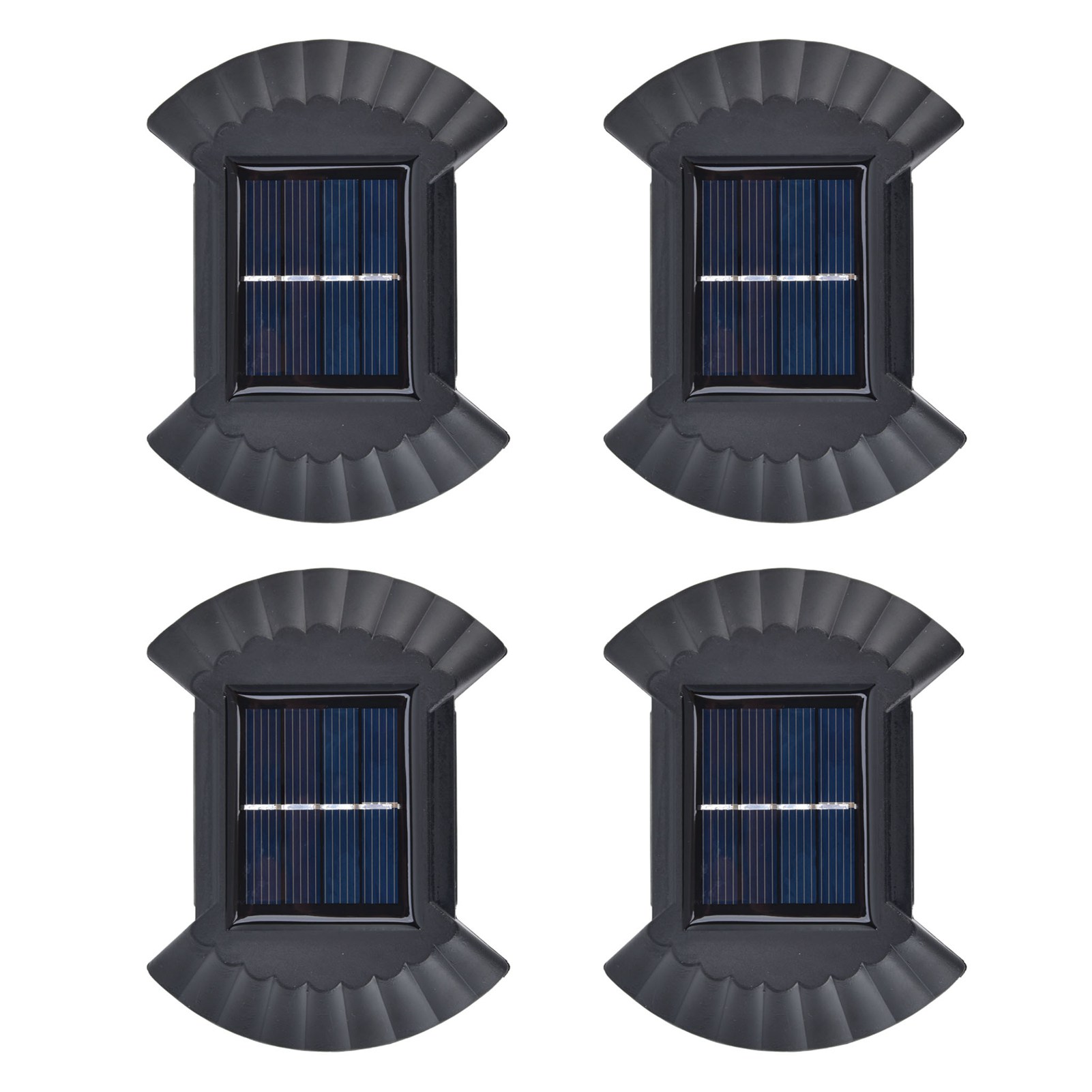 8 Led-solar-wandleuchten, Weißes Muscheldesign, Wasserdichte Außendekoration Für Garten Und Terrasse, Nach Oben/unten Gerichtete Beleuchtung, 4 Stück Mit Integriertem Akku