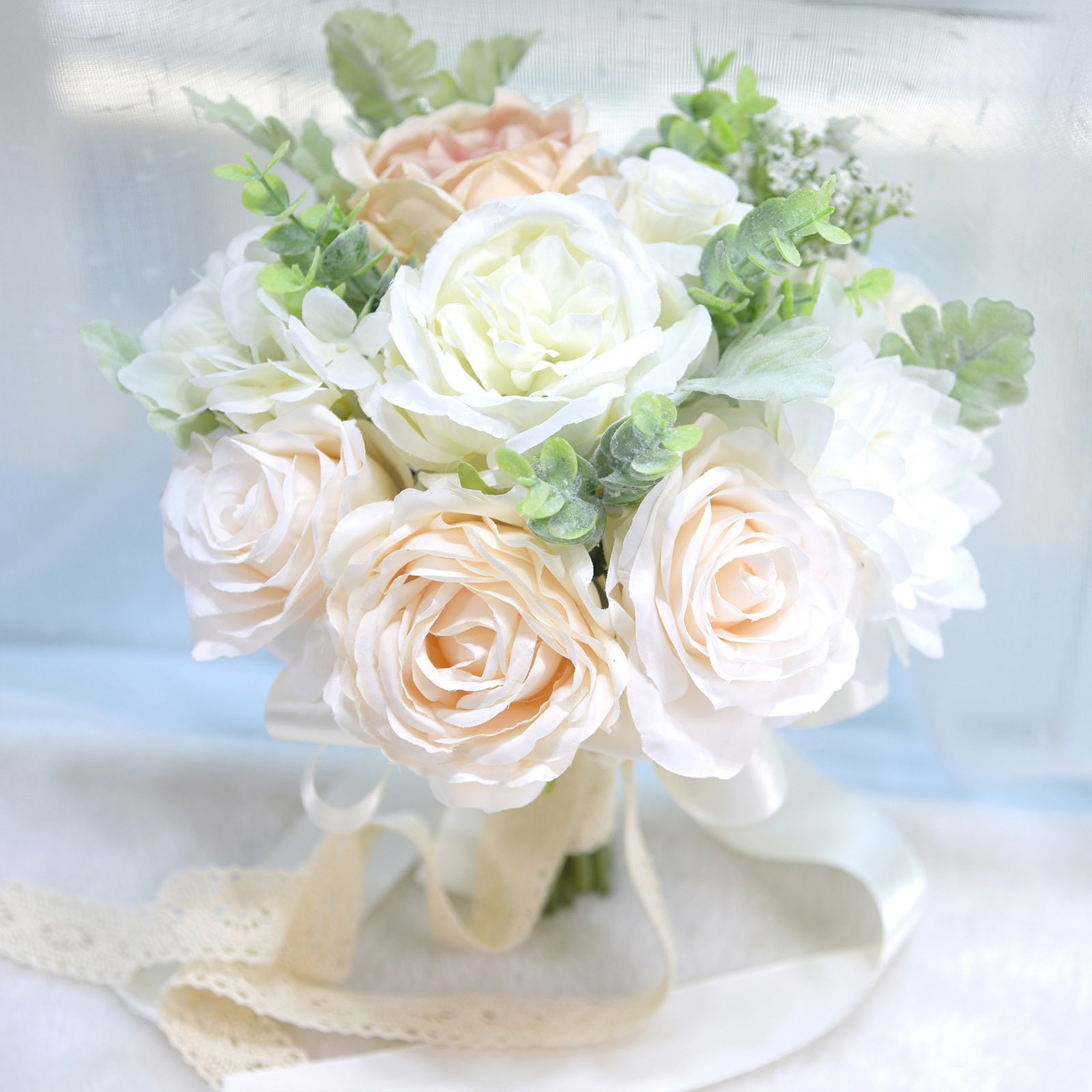 Weißer Koreanischer Brautstrauß, Künstliche Blumen Für Die Heimdekoration, Frischer Und Natürlicher Brautstrauß Im Bohème-stil