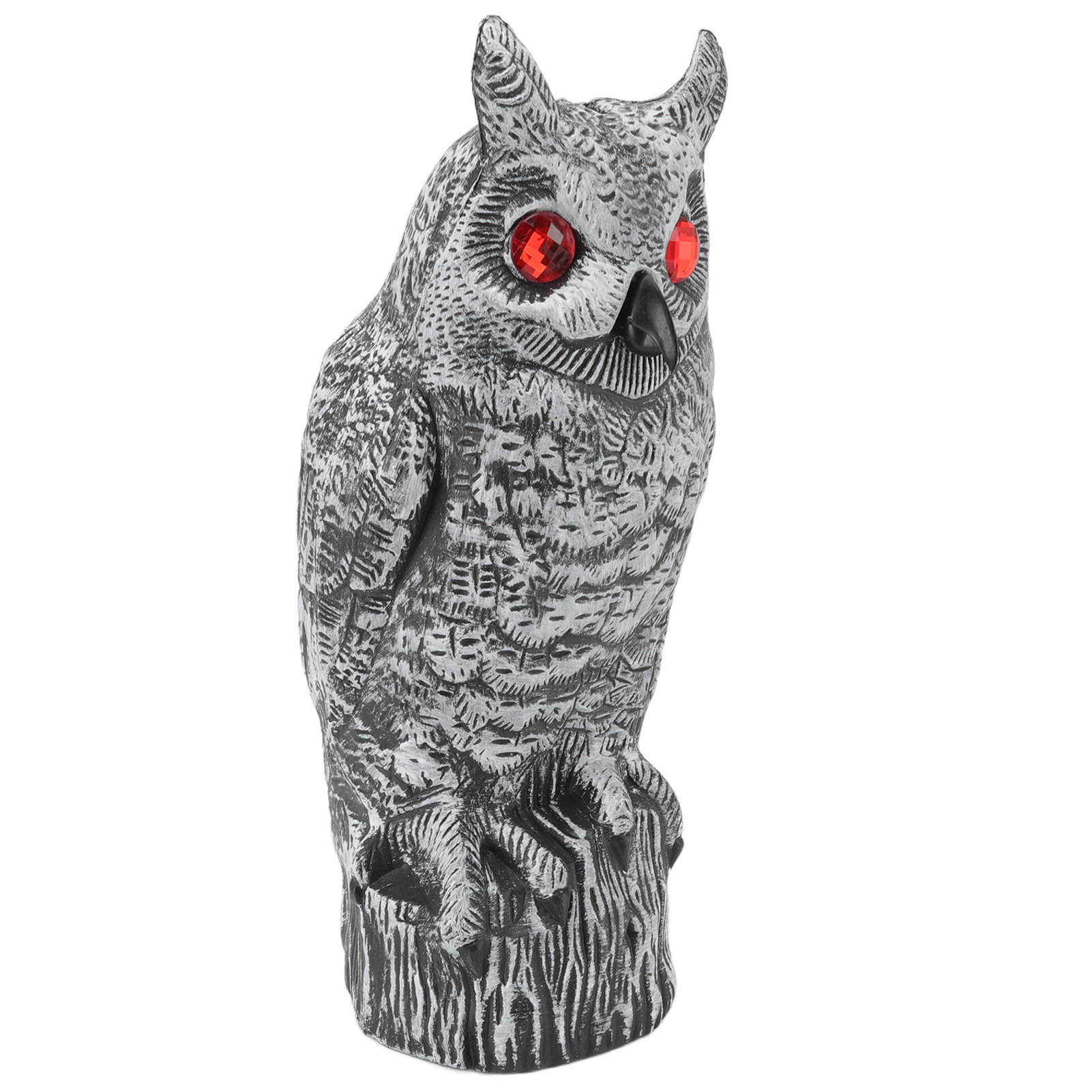 Eulen-gartendekoration Aus Kunststoff, Weiße Jagd-eule Mit Großen Roten Augen + Karton
