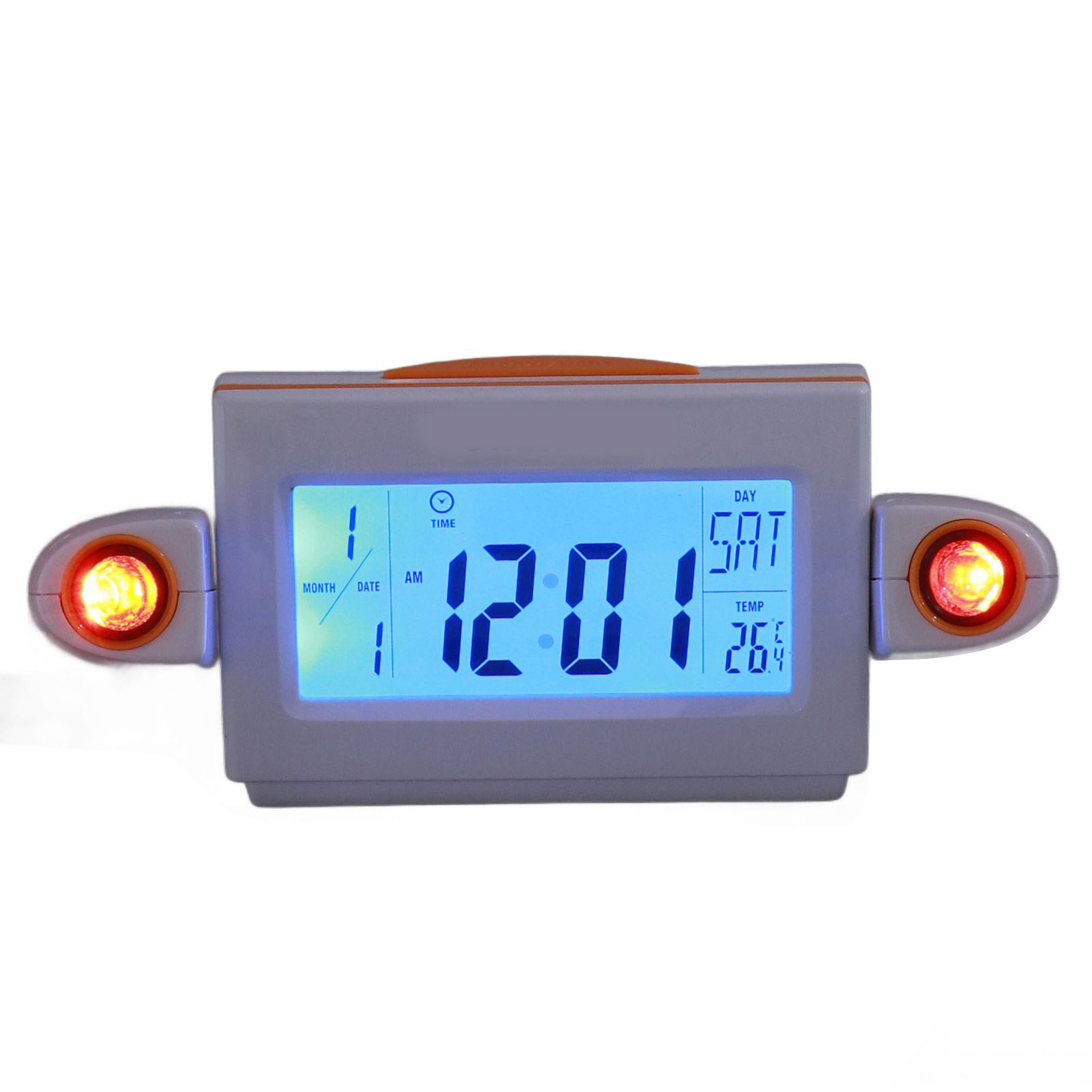 Led-digitalwecker Mit Hintergrundbeleuchtung, Sprachsteuerung, Weiß-orange, Ohne Batterien (lieferung).