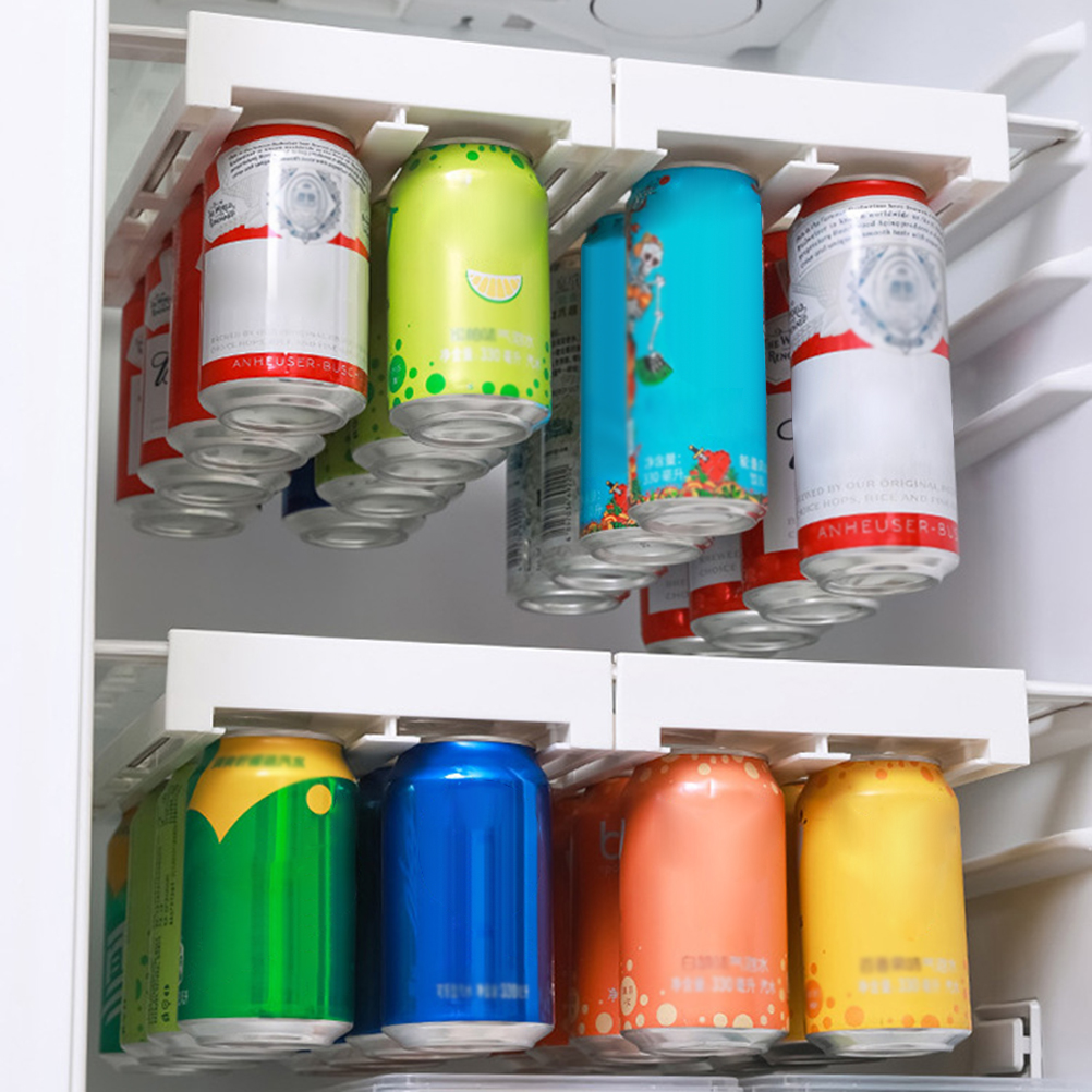 Set Mit 1 Aufbewahrungsregal Für Getränkedosen Im Kühlschrank, Weißes Hängeregal (verpackt)