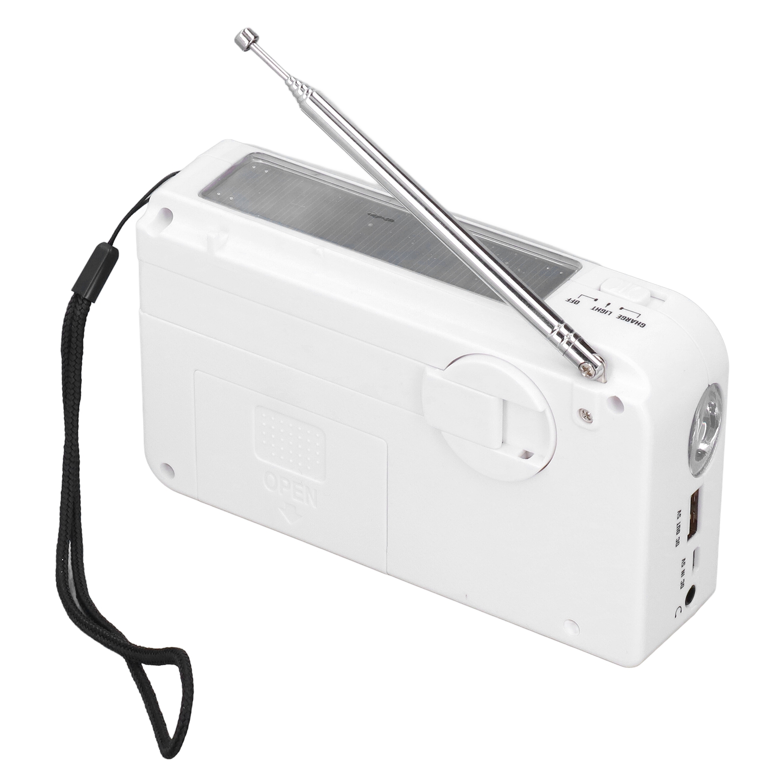 Multifunktionale Funk-taschenlampe Mit Handkurbel, Solaraufladbar Über Usb, Weiß Mit Integriertem Akku (batterien Nicht Im Batteriefach Enthalten)