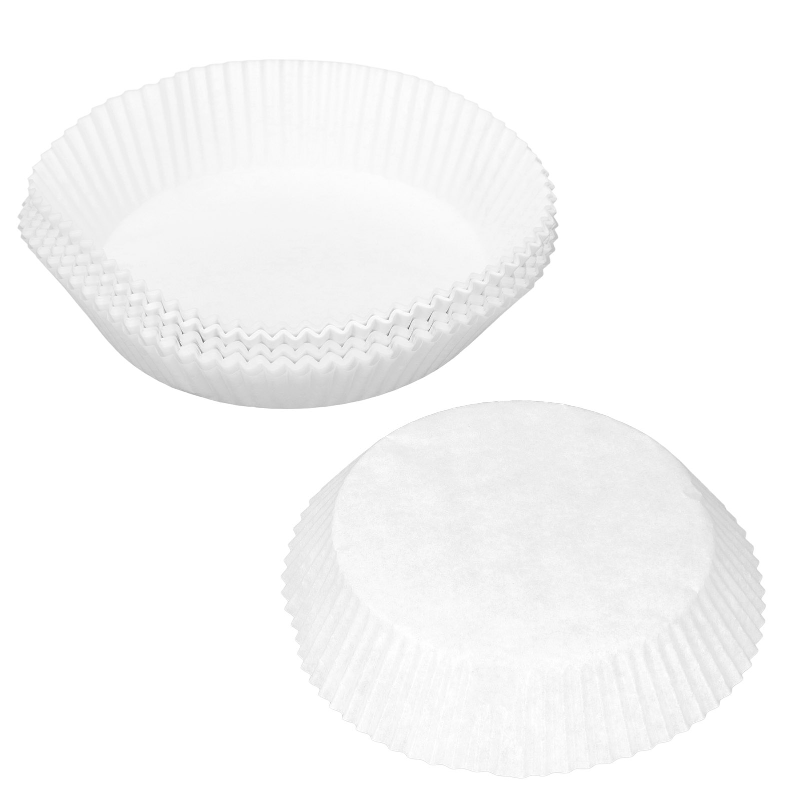 Packung Mit 100 Backpapieren Für Heißluftfritteusen, Rund, Antihaftbeschichtet, 16 X 4,5 Cm, Weiß, Einweg-einlagen Für Ölfreies Kochen, Ideal Zum Backen Und Grillen.