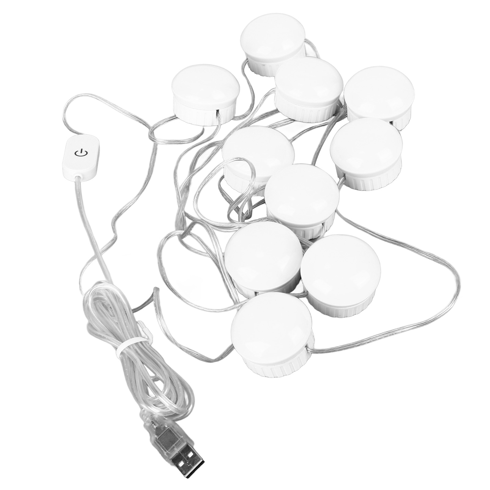 Led-lichtleiste Für Badezimmerspiegel, 10 Led-lampen, 4 M Verstellbares Kabel, Wc- Und Flurbeleuchtung, Reinweiß, Ideal Für Schminktische.