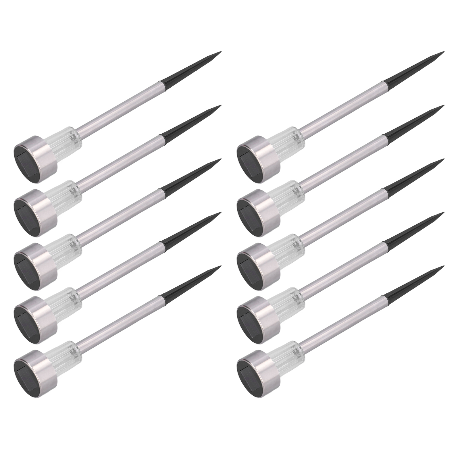 10 Solar-gartenleuchten, Weiße/warmweiße Leds, Edelstahl, Ip44 Wasserdicht, Dämmerungssensor Für Zaun-, Wand- Und Terrassendekoration – 10er-pack Mit Eingebauten Batterien