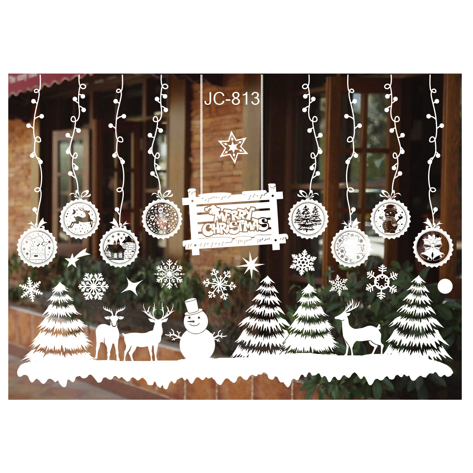 Packung Mit 50 Weißen Weihnachtsaufklebern, Selbstklebende Vinyl-wanddekorationen Im Skandinavischen Stil, Für Schaufenster Oder Weihnachtsbaumschmuck.