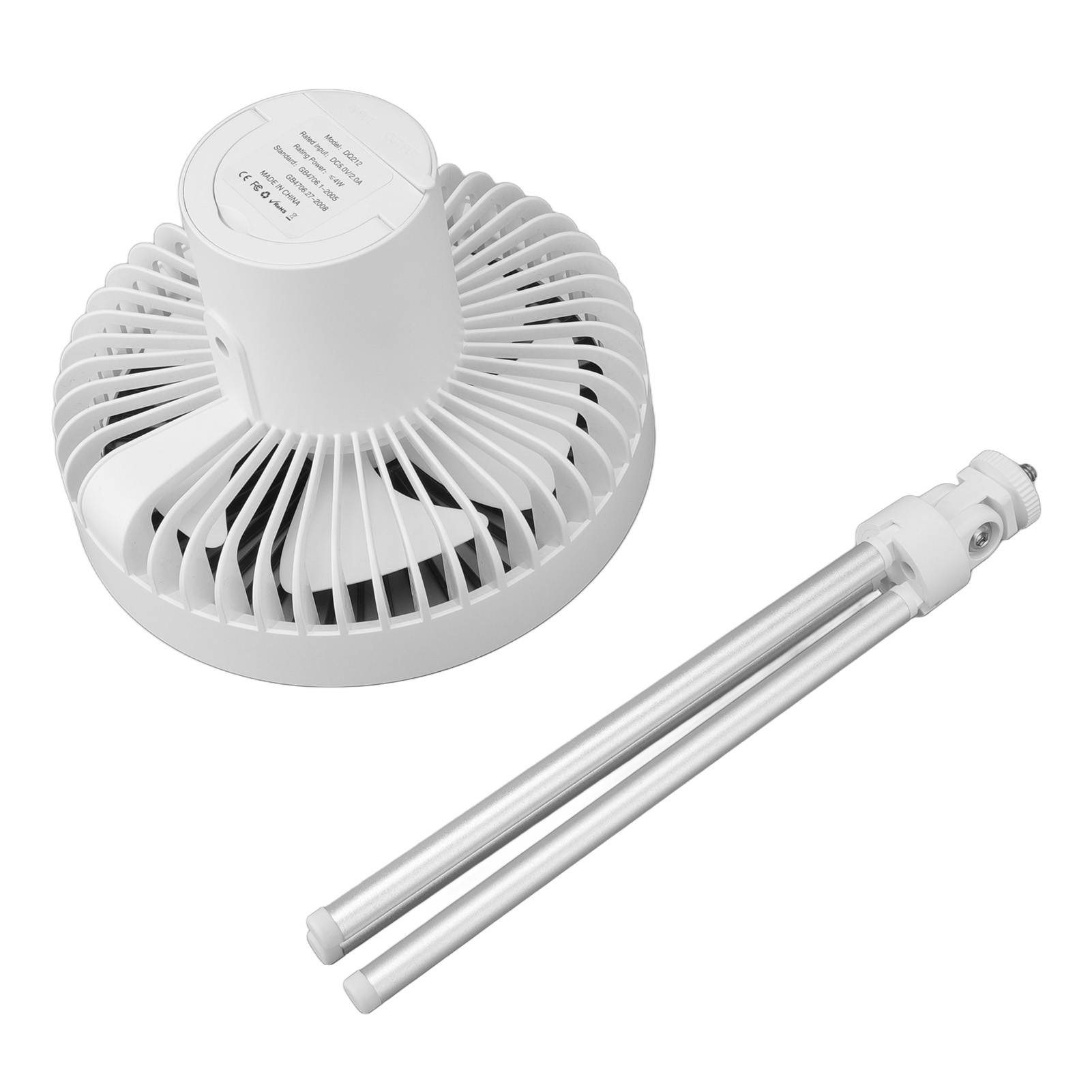 Tischventilator Mit Stativ Und Licht, 10000 Mah Akkukapazität, Timer, Wiederaufladbare Zeltleuchte (akku Integriert), Weiß