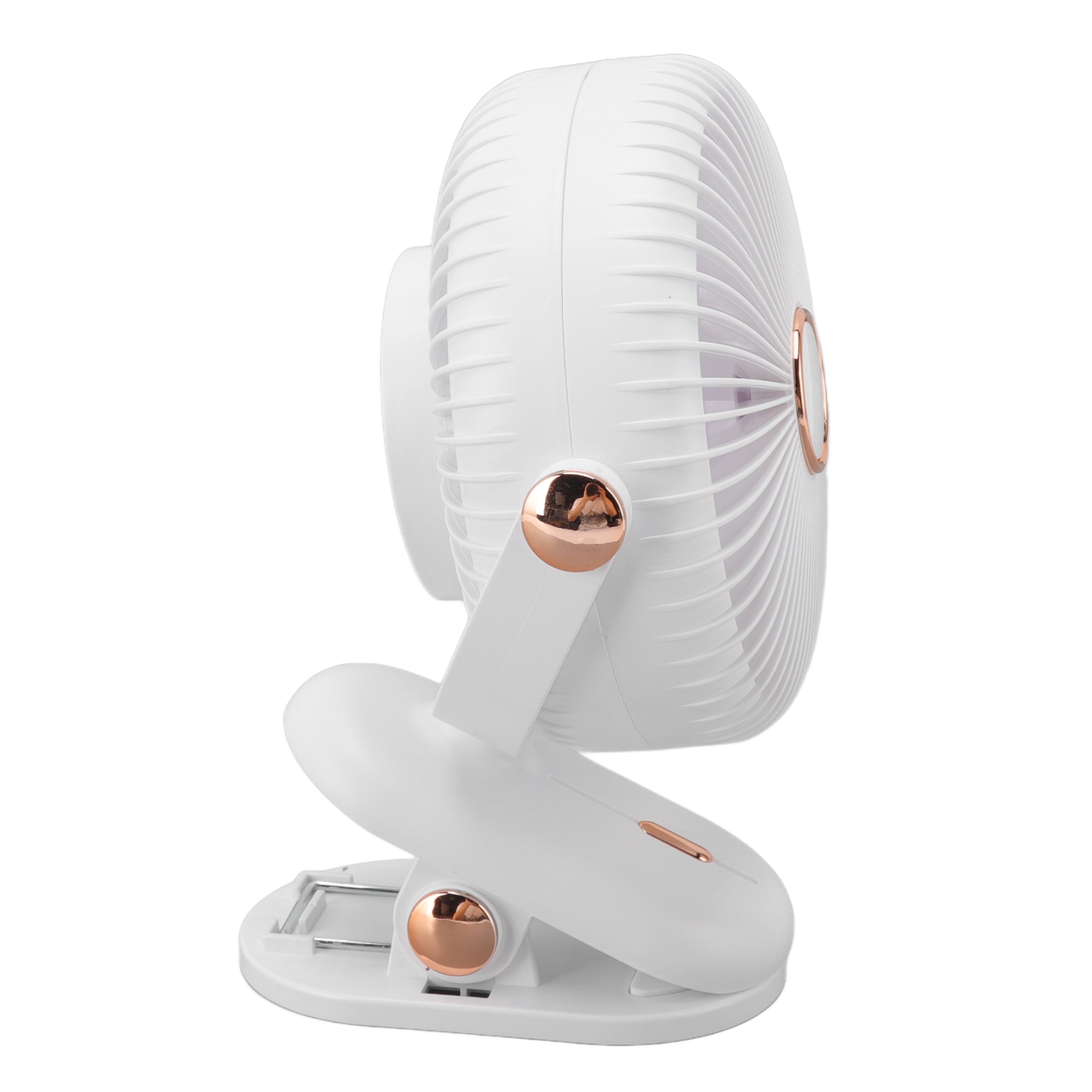 Wiederaufladbarer Weißer Clip-ventilator, Elegantes Und Minimalistisches Design, Mit Integriertem Akku, Für Studenten, Studentenwohnheim, Kinderwagen, Auto, Clip-on-tasche.