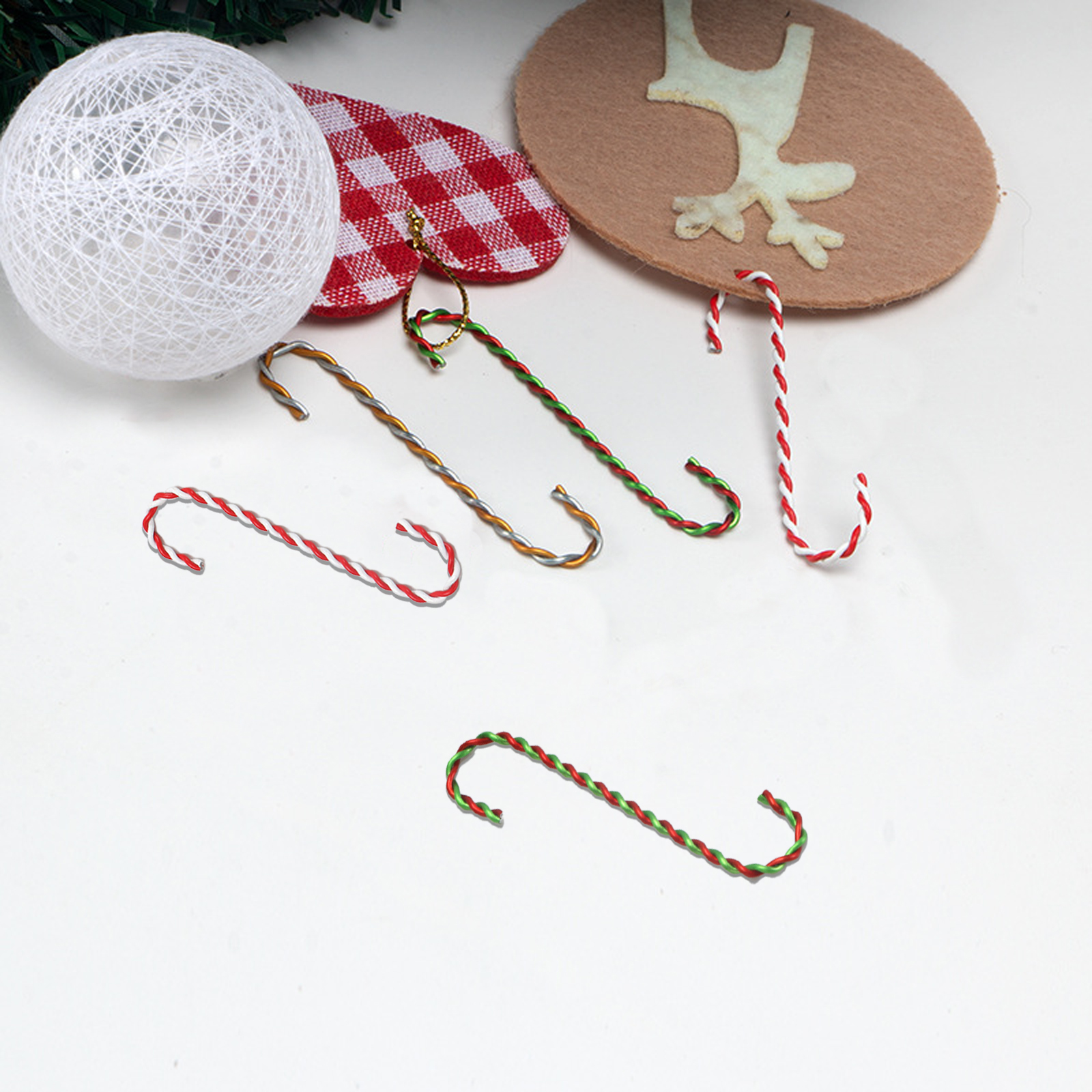 Set Mit 12 Kreativen Zweifarbigen Weihnachtshaken, Mehrfarbige Metallaufhänger Für Den Weihnachtsbaum (rot + Weiß)