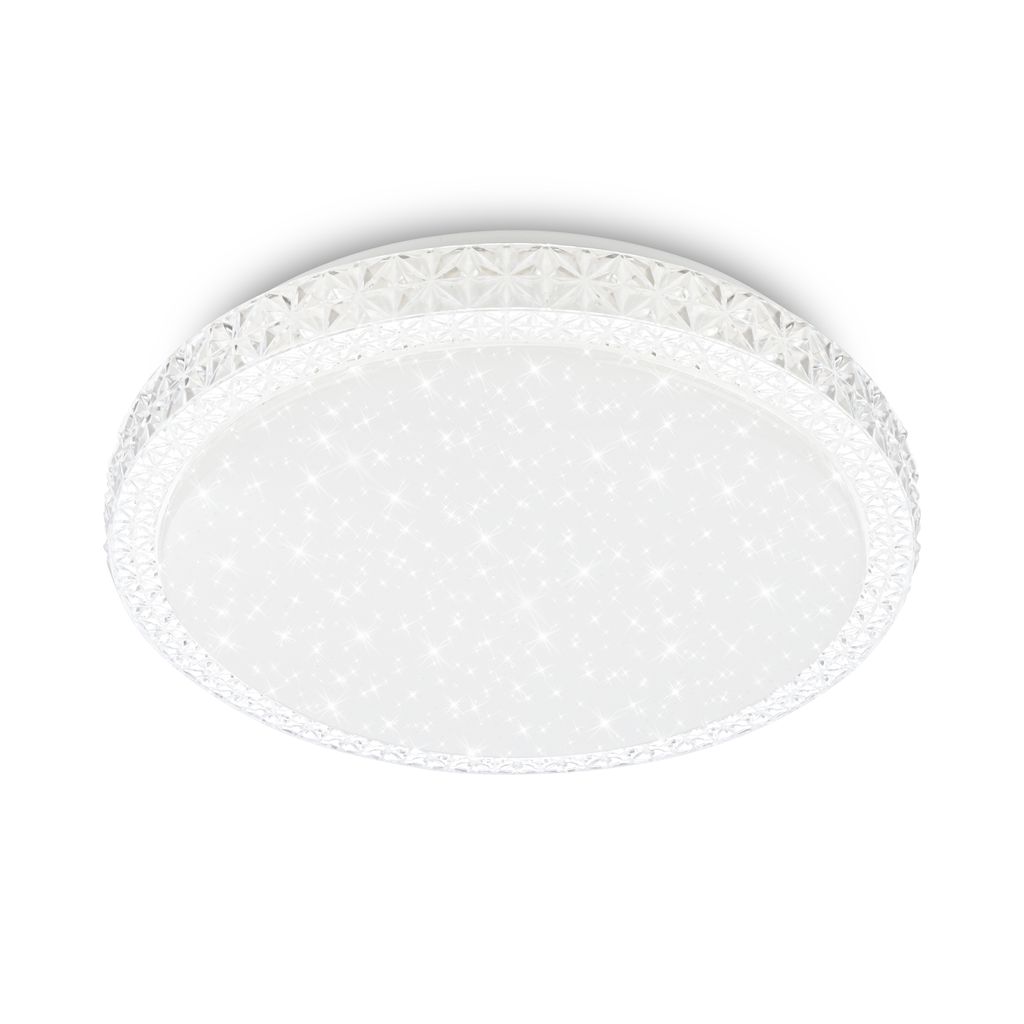 Briloner Led Deckenlampe Kristalloptik 26,5x7 Cm Rund 12w, 1400lm, 4000k Neutralweiß Sternenhimmel Weiß - Deckenleuchte Schlafzimmer Wohnzimmer