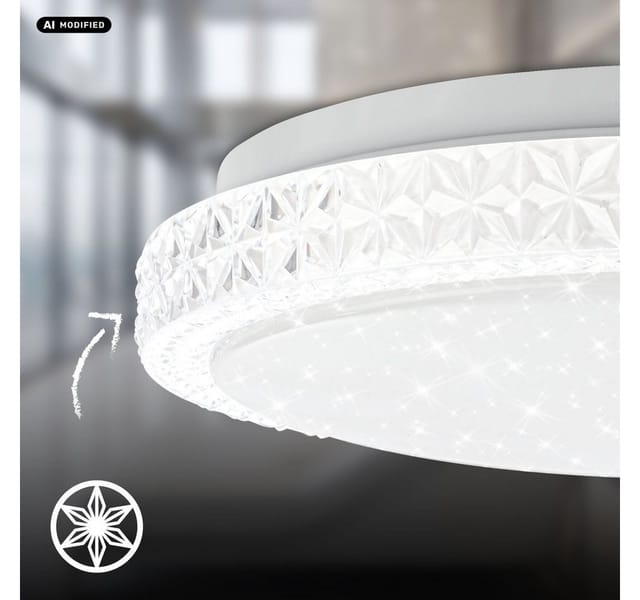 Briloner Led Deckenlampe Kristalloptik 26,5x7 Cm Rund 12w, 1400lm, 4000k Neutralweiß Sternenhimmel Weiß - Deckenleuchte Schlafzimmer Wohnzimmer