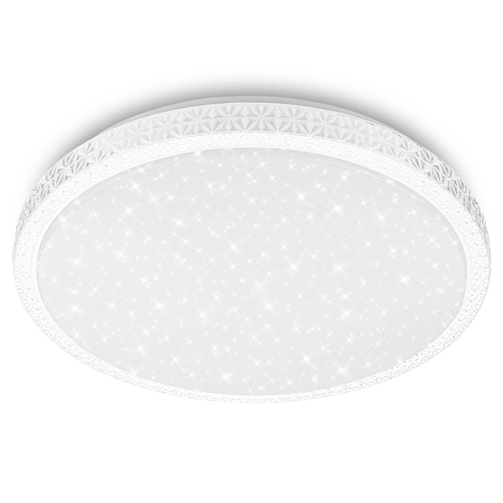 Briloner Led Deckenlampe Kristalloptik 39x8 Cm Rund 24w, 2800lm, 4000k Neutralweiß Sternenhimmel Weiß - Deckenleuchte Schlafzimmer Wohnzimmer