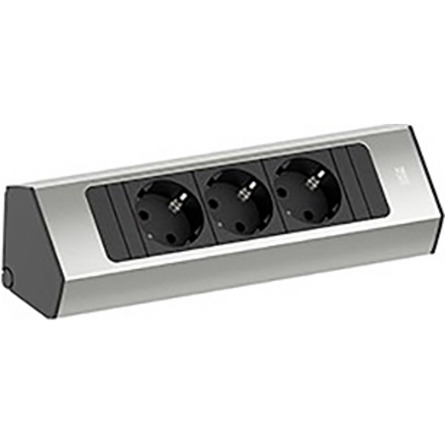[gebraucht] B-ware Bachmann Steckdosenleiste 3-fach Edelstahl-optik 2m Zuleitung Nischenmontage