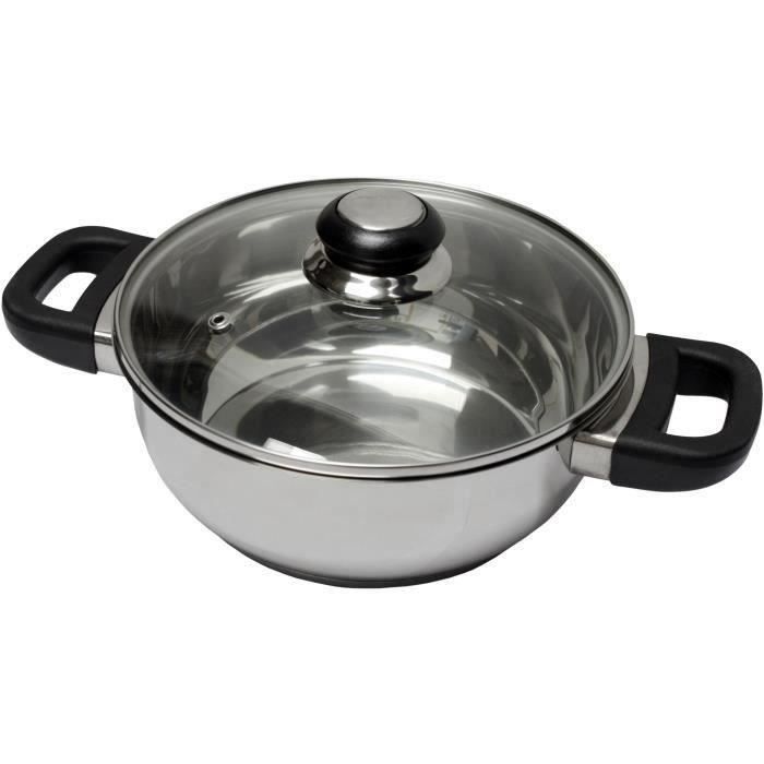 Baumalu 331974 Faitout 24 Cm Inox + Couvercle Verre Saphir Bakelite