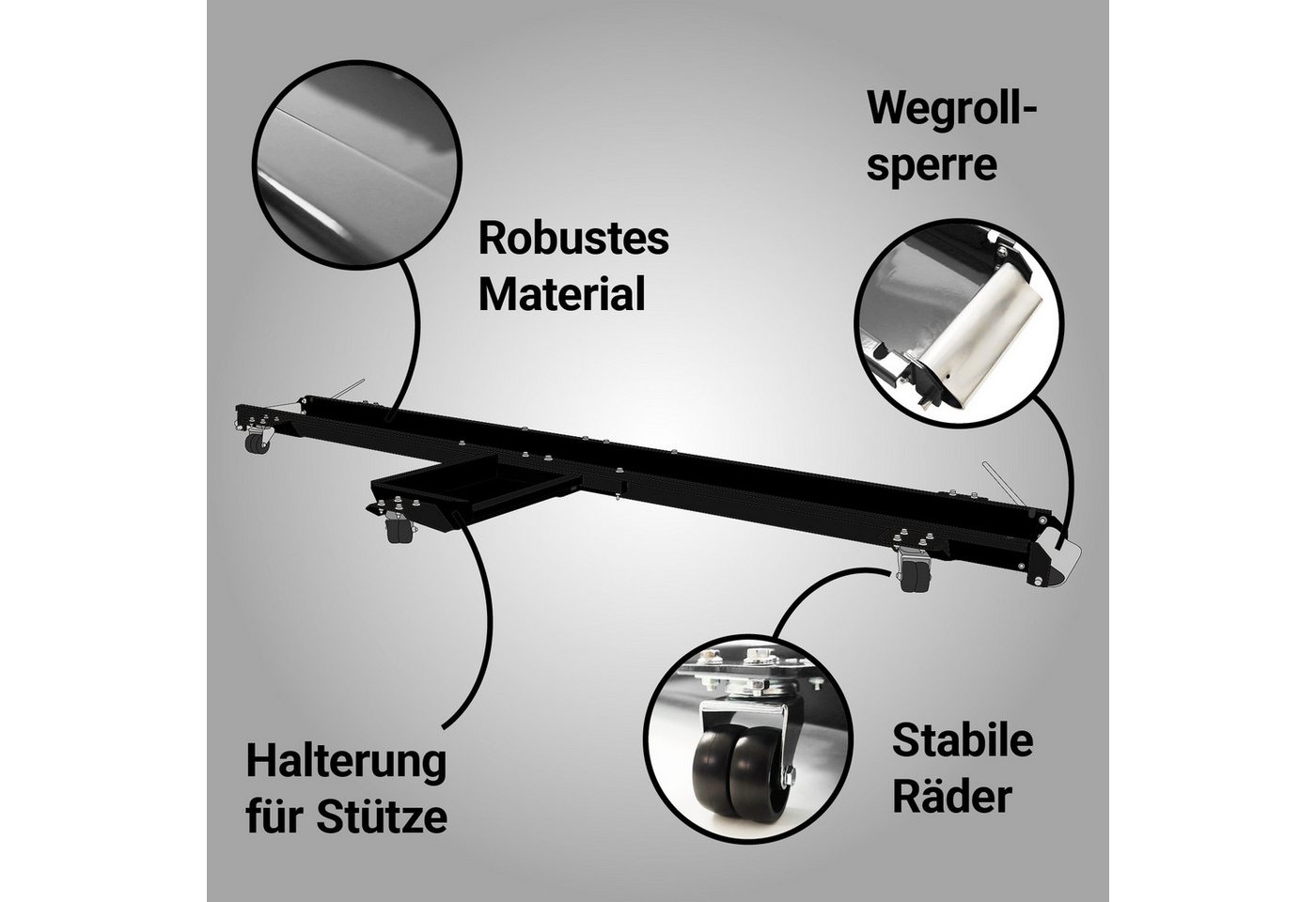 Bituxx Bituxx Motorrad Rangierhilfe Rangierer Rangierschiene Motorradheber Transporthilfe Motorradbühne Parkhilfe Für Garagen Bis 567kg 210cm Schwarz Bild 2